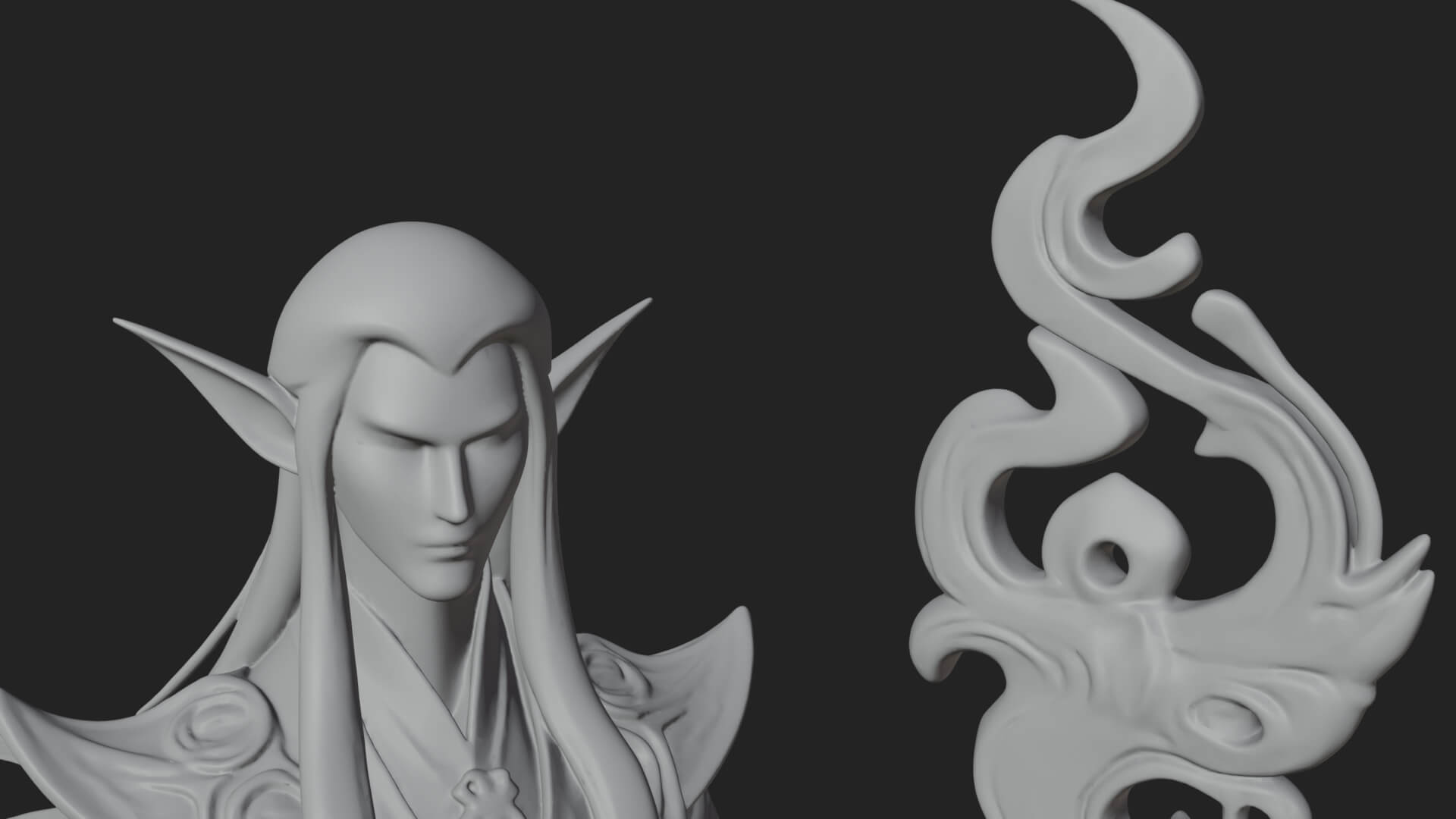 Elven High Mage Statue Design 24 3D Print Model 3D Model