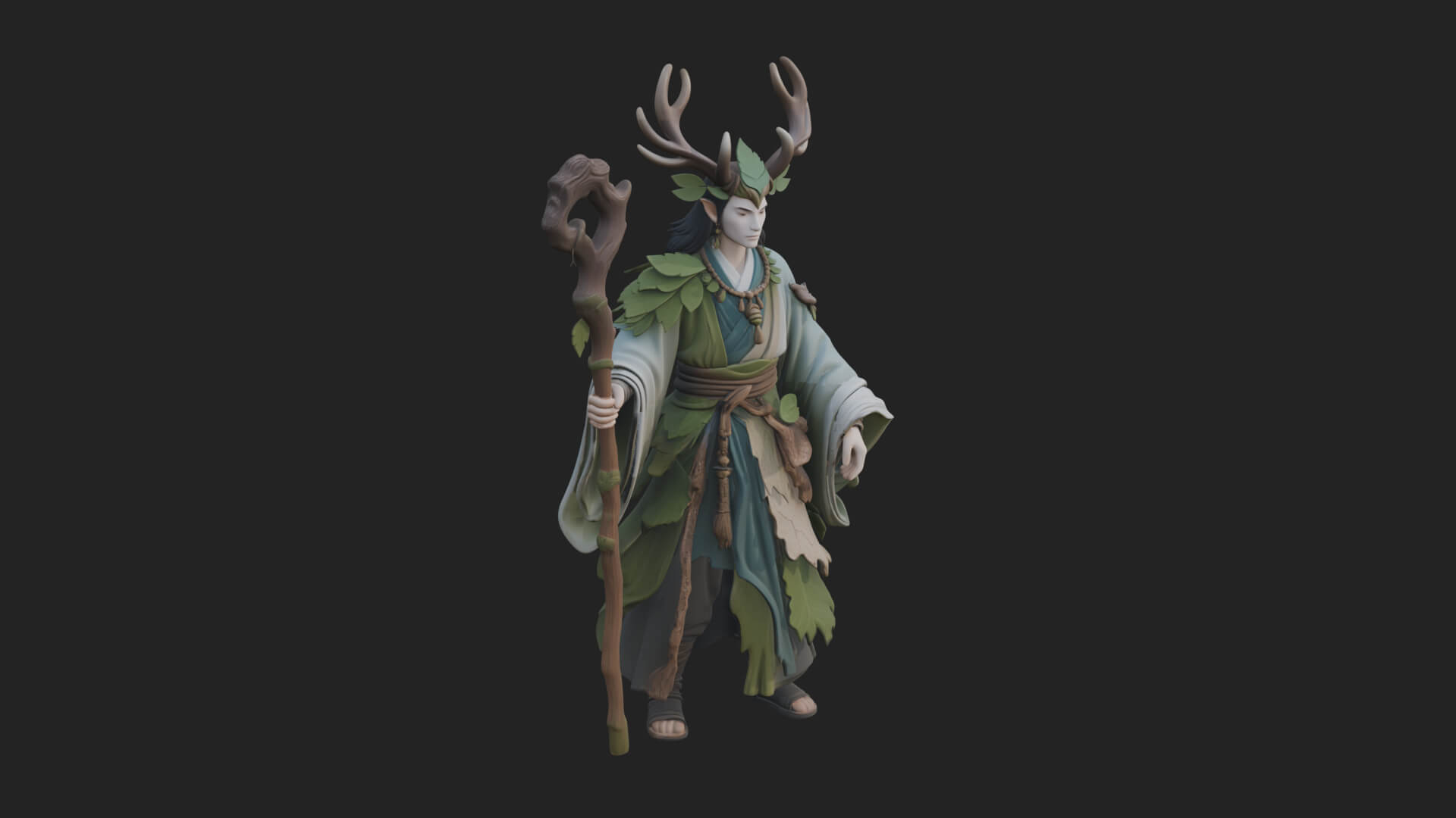 Elven High Mage Statue Design 25 3D Print Model 3D Model
