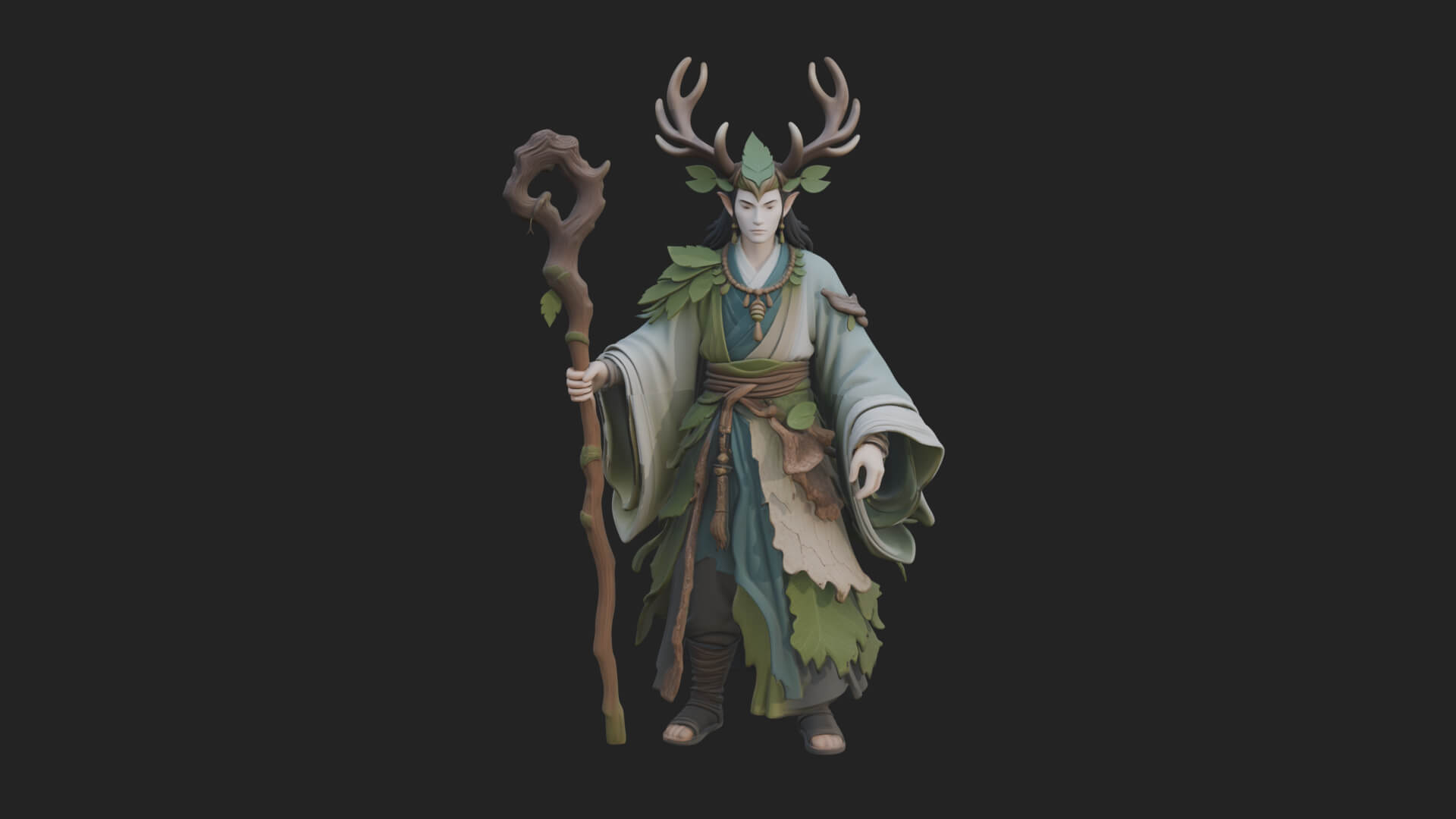 Elven High Mage Statue Design 25 3D Print Model 3D Model