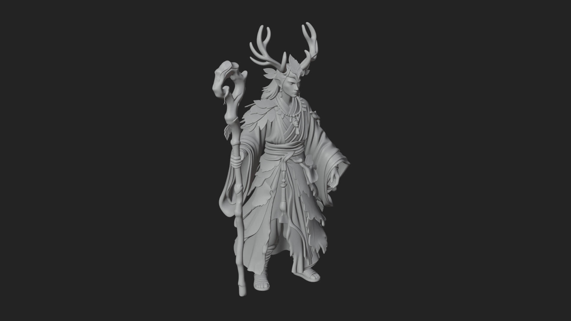 Elven High Mage Statue Design 25 3D Print Model 3D Model