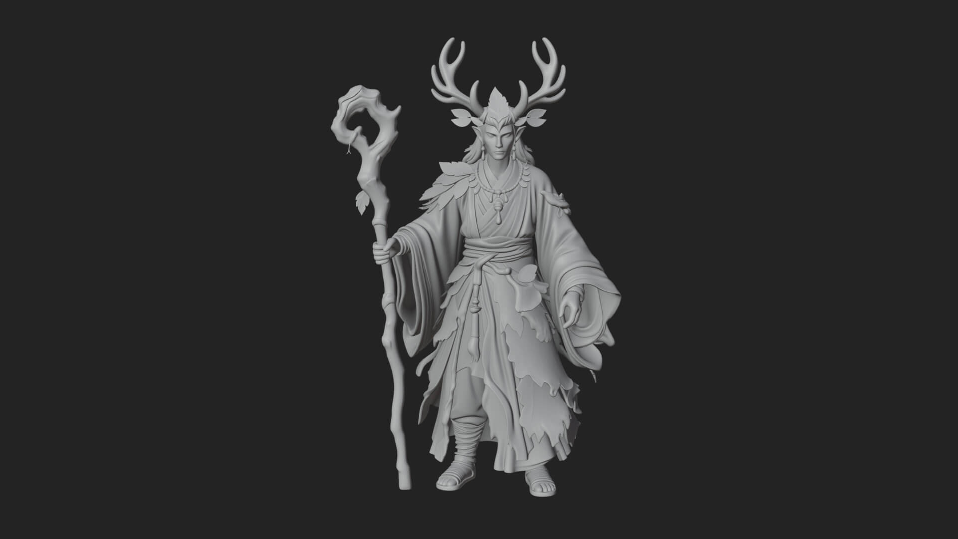 Elven High Mage Statue Design 25 3D Print Model 3D Model