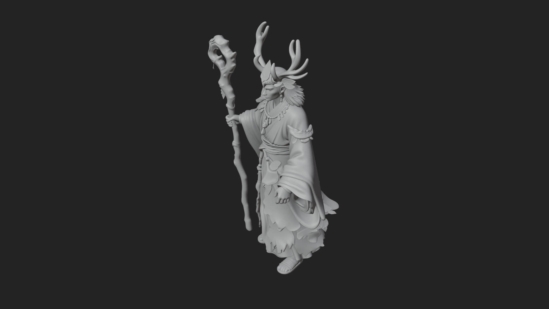 Elven High Mage Statue Design 25 3D Print Model 3D Model