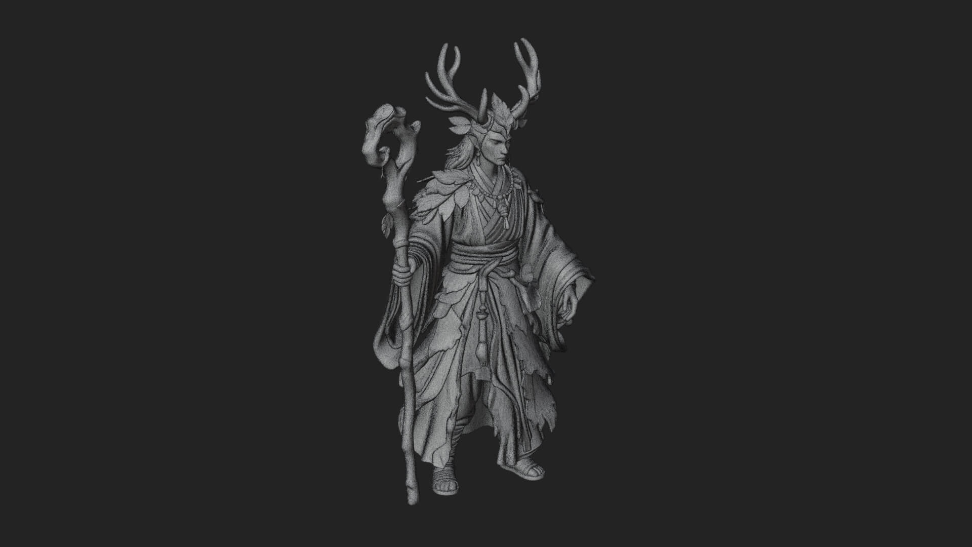 Elven High Mage Statue Design 25 3D Print Model 3D Model