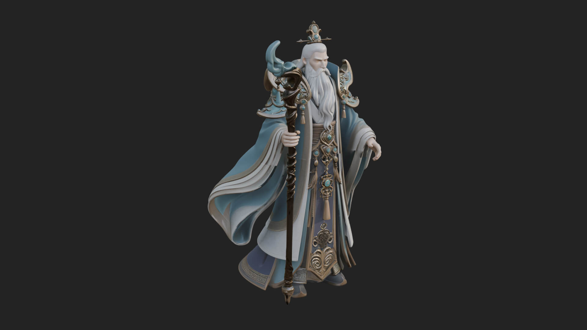 Elven High Mage Statue Design 26 3D Print Model 3D Model