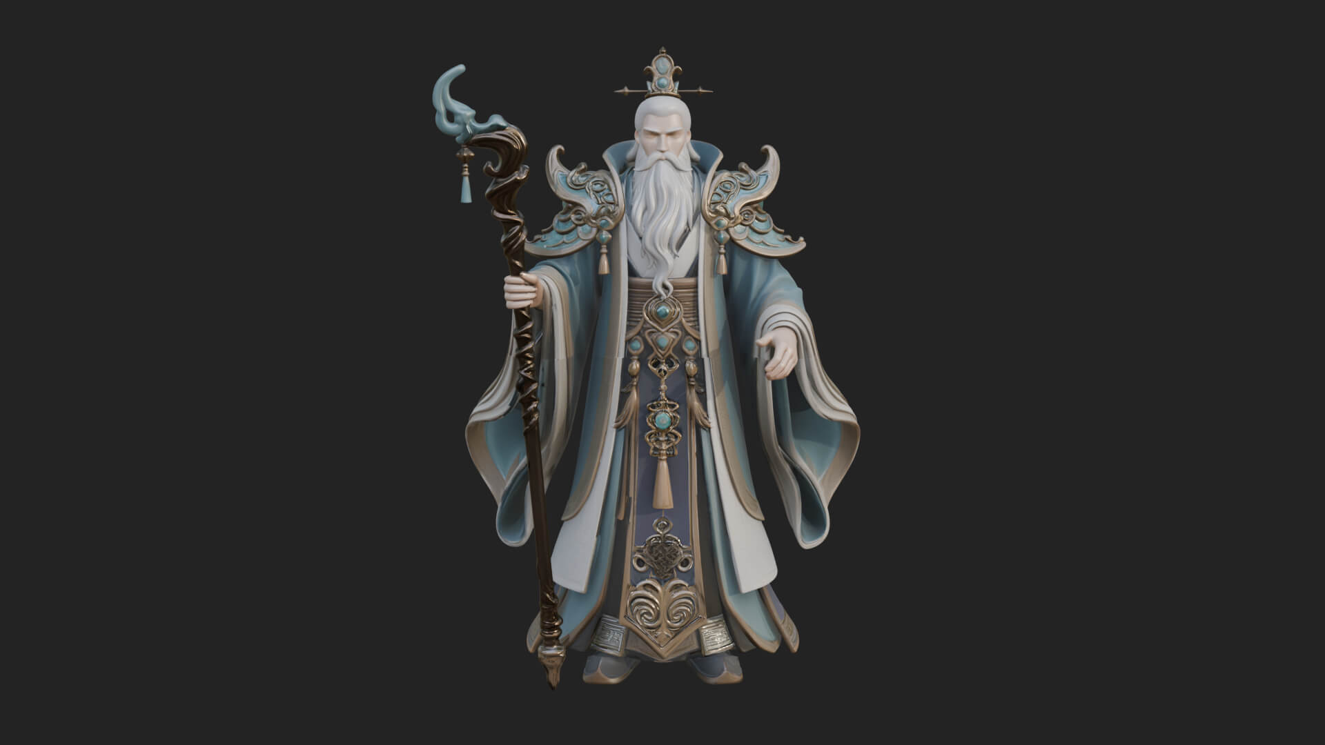 Elven High Mage Statue Design 26 3D Print Model 3D Model