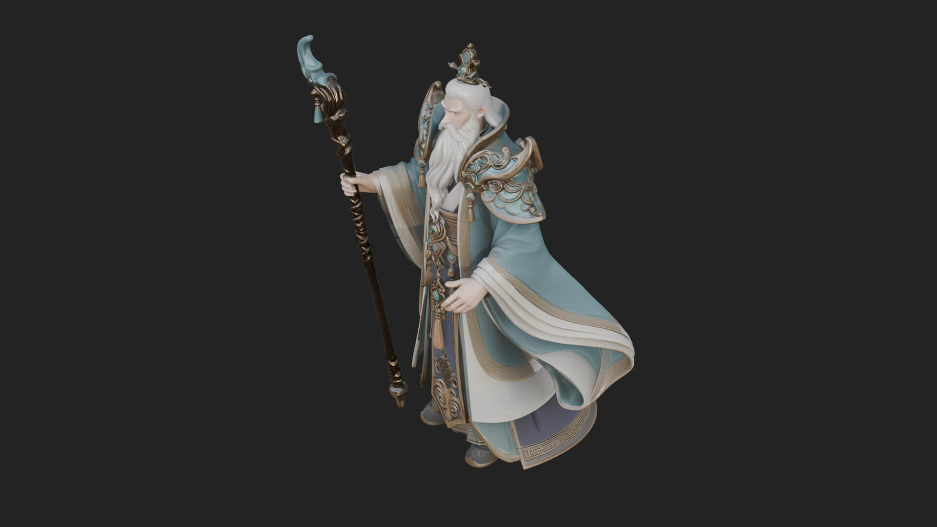 Elven High Mage Statue Design 26 3D Print Model 3D Model