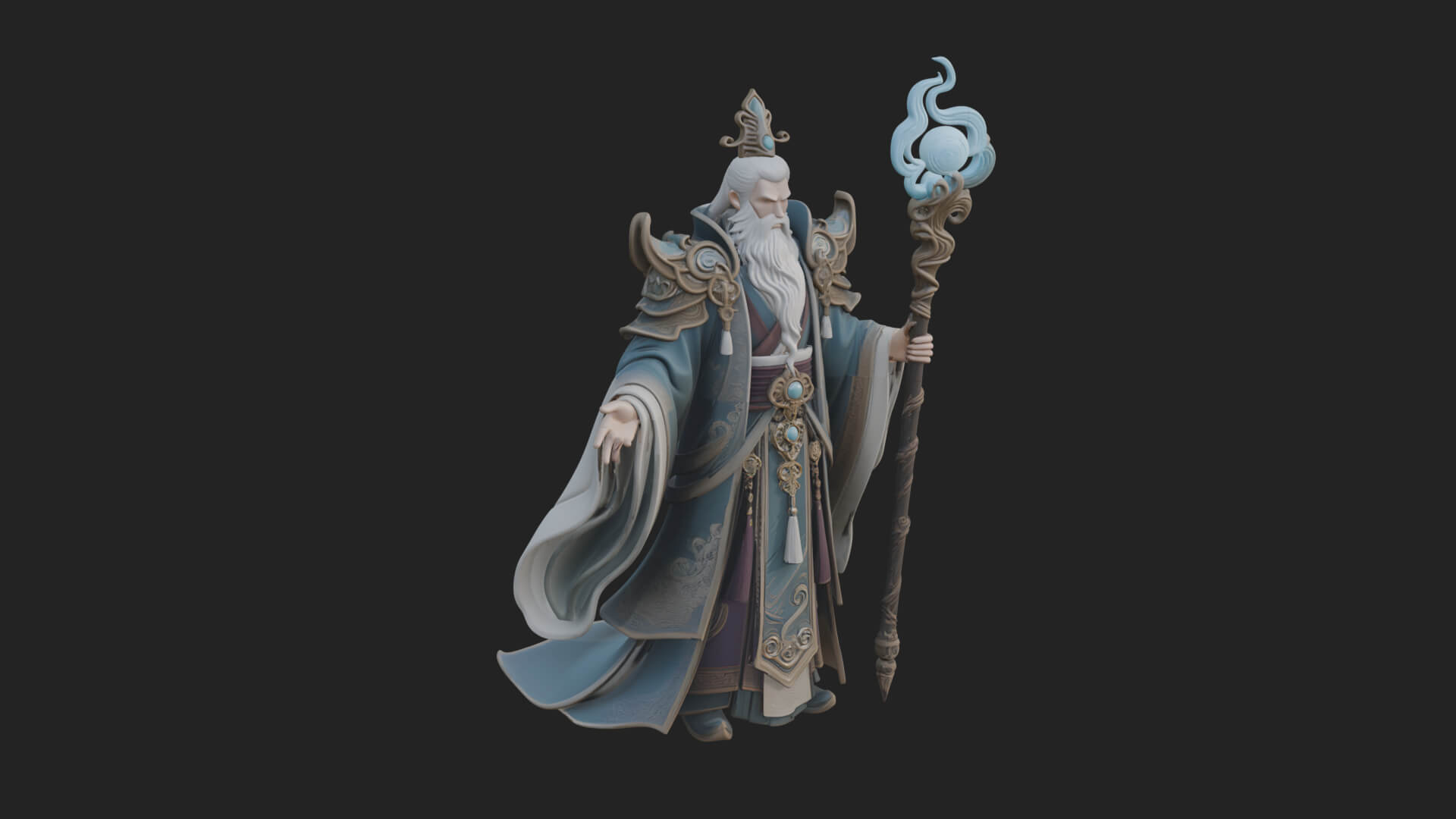 Elven High Mage Statue Design 27 3D Print Model 3D Model