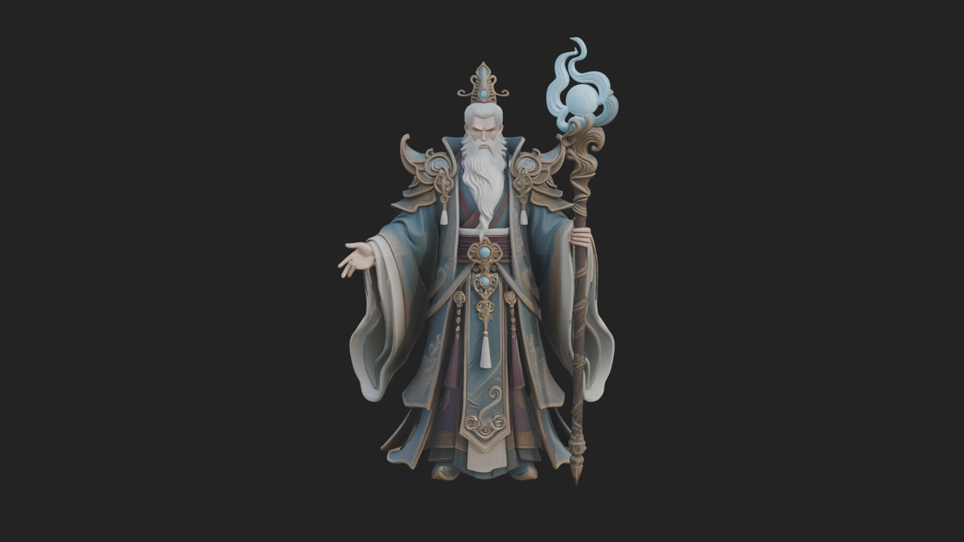 Elven High Mage Statue Design 27 3D Print Model 3D Model