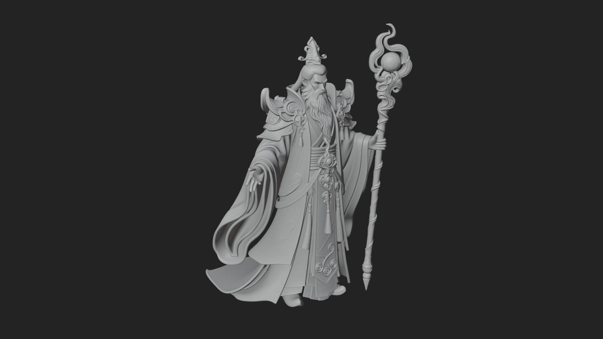 Elven High Mage Statue Design 27 3D Print Model 3D Model