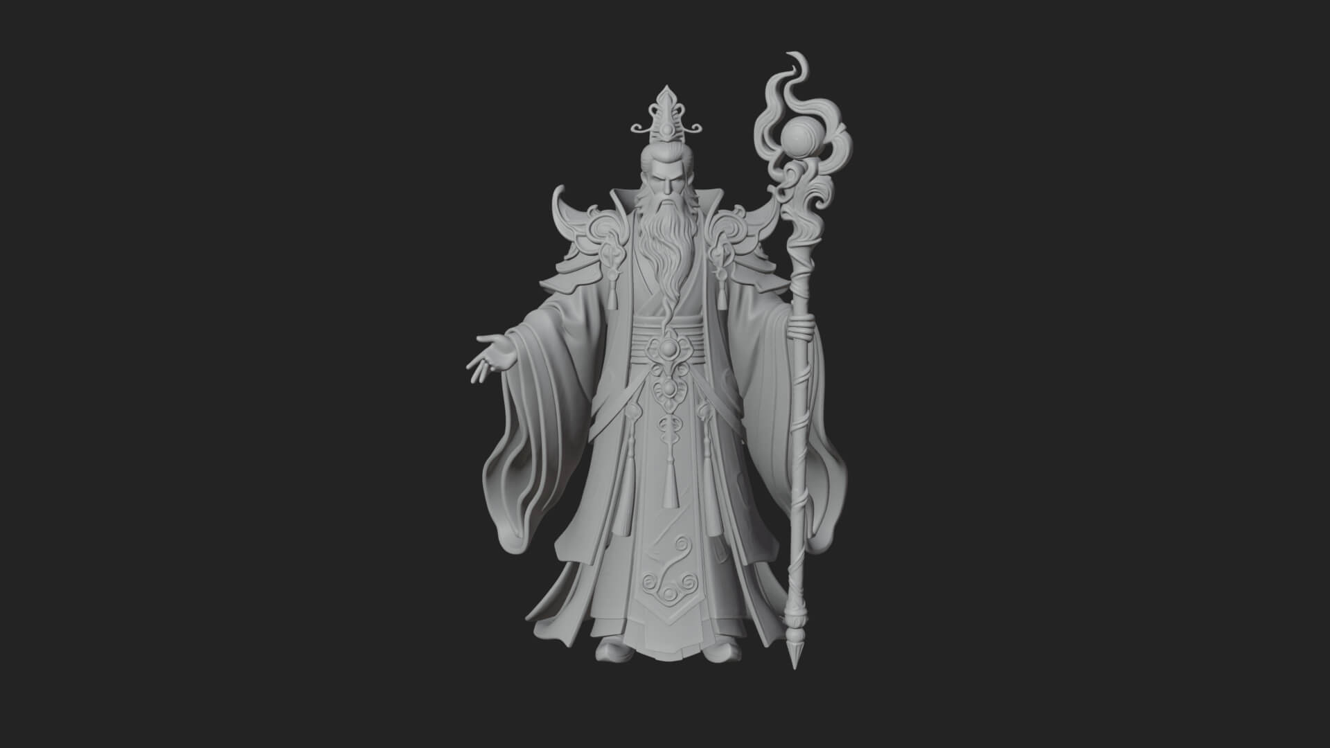 Elven High Mage Statue Design 27 3D Print Model 3D Model