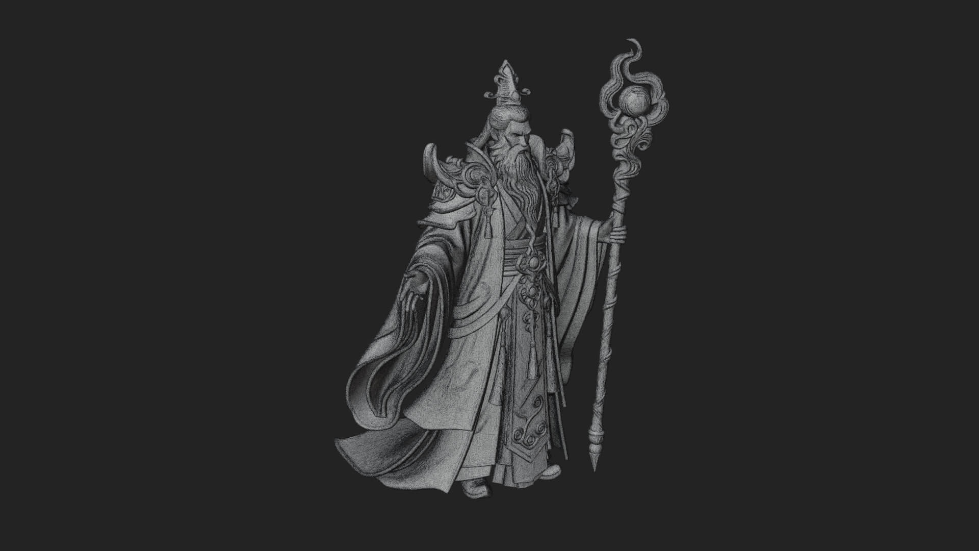 Elven High Mage Statue Design 27 3D Print Model 3D Model