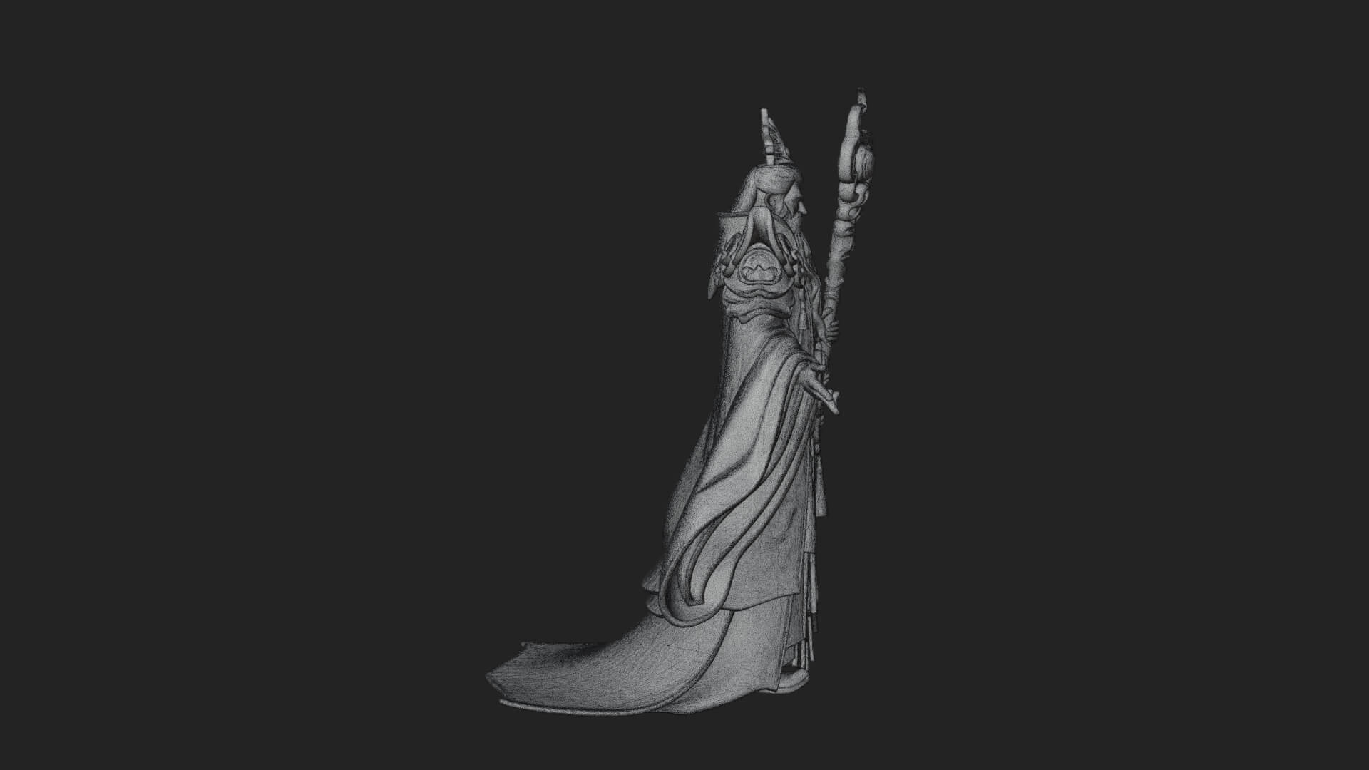 Elven High Mage Statue Design 27 3D Print Model 3D Model