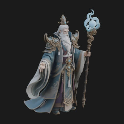 Elven High Mage Statue Design 27 3D Print Model