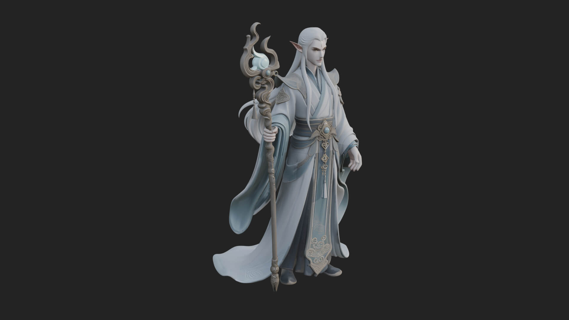 Elven High Mage Statue Design 3 3D Print Model 3D Model