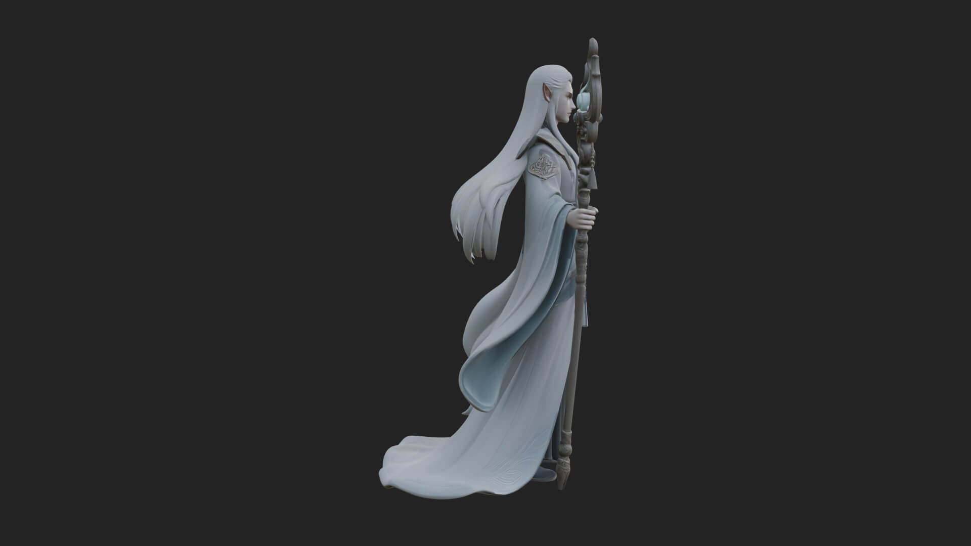Elven High Mage Statue Design 3 3D Print Model 3D Model