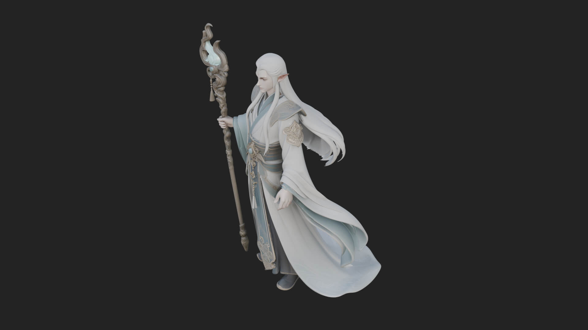 Elven High Mage Statue Design 3 3D Print Model 3D Model