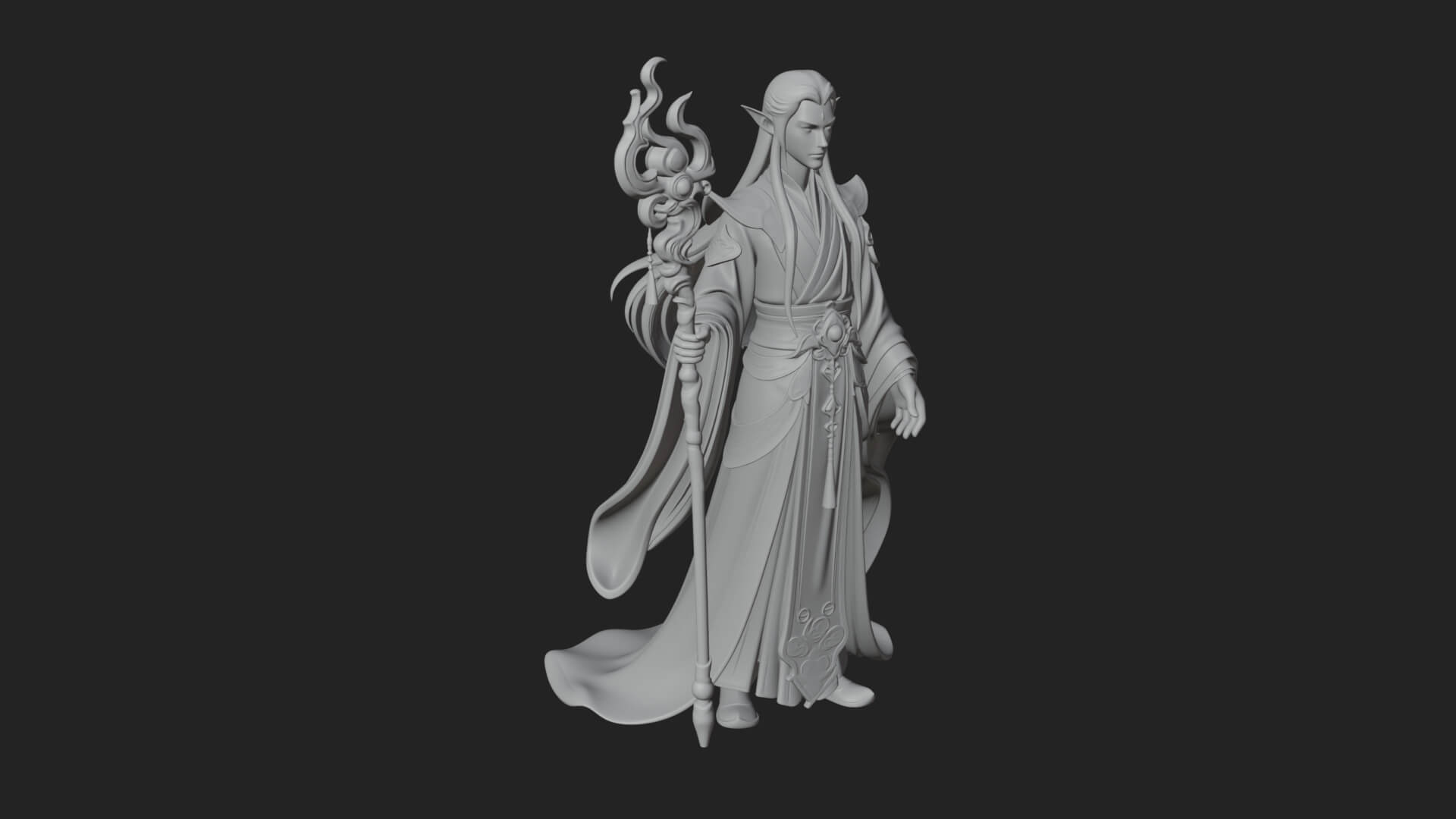Elven High Mage Statue Design 3 3D Print Model 3D Model
