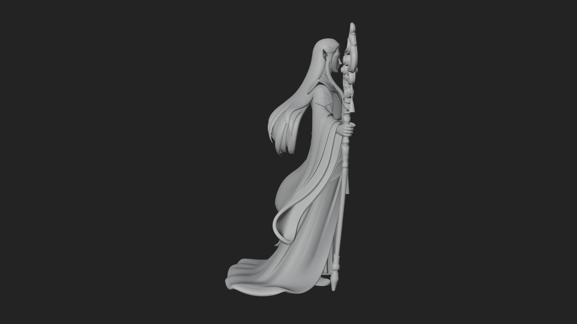 Elven High Mage Statue Design 3 3D Print Model 3D Model