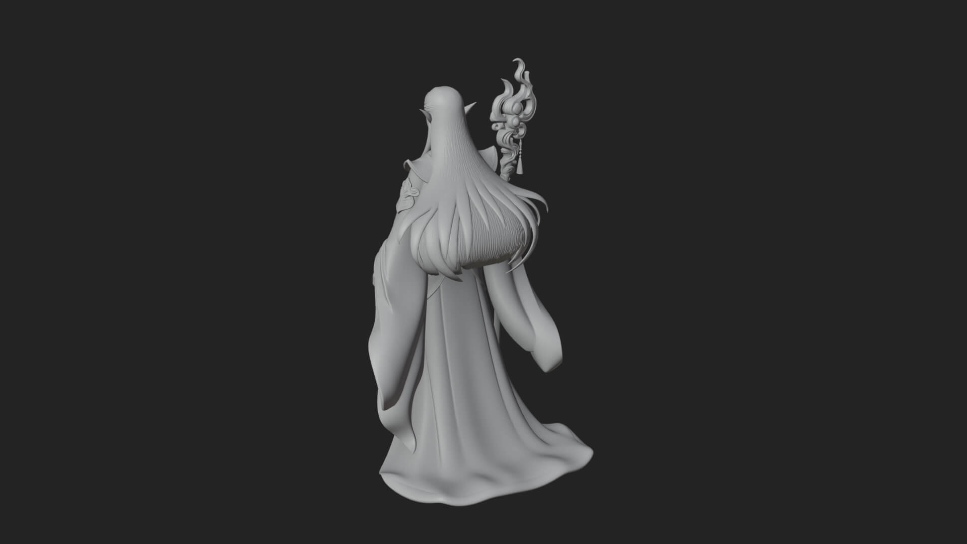 Elven High Mage Statue Design 3 3D Print Model 3D Model