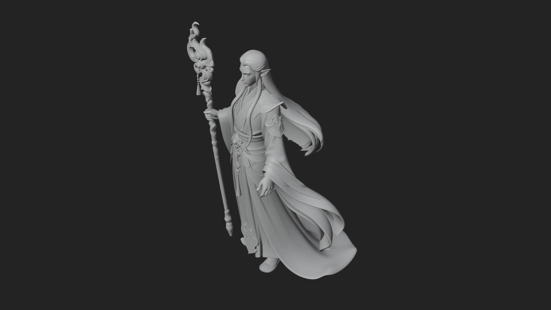 Elven High Mage Statue Design 3 3D Print Model 3D Model