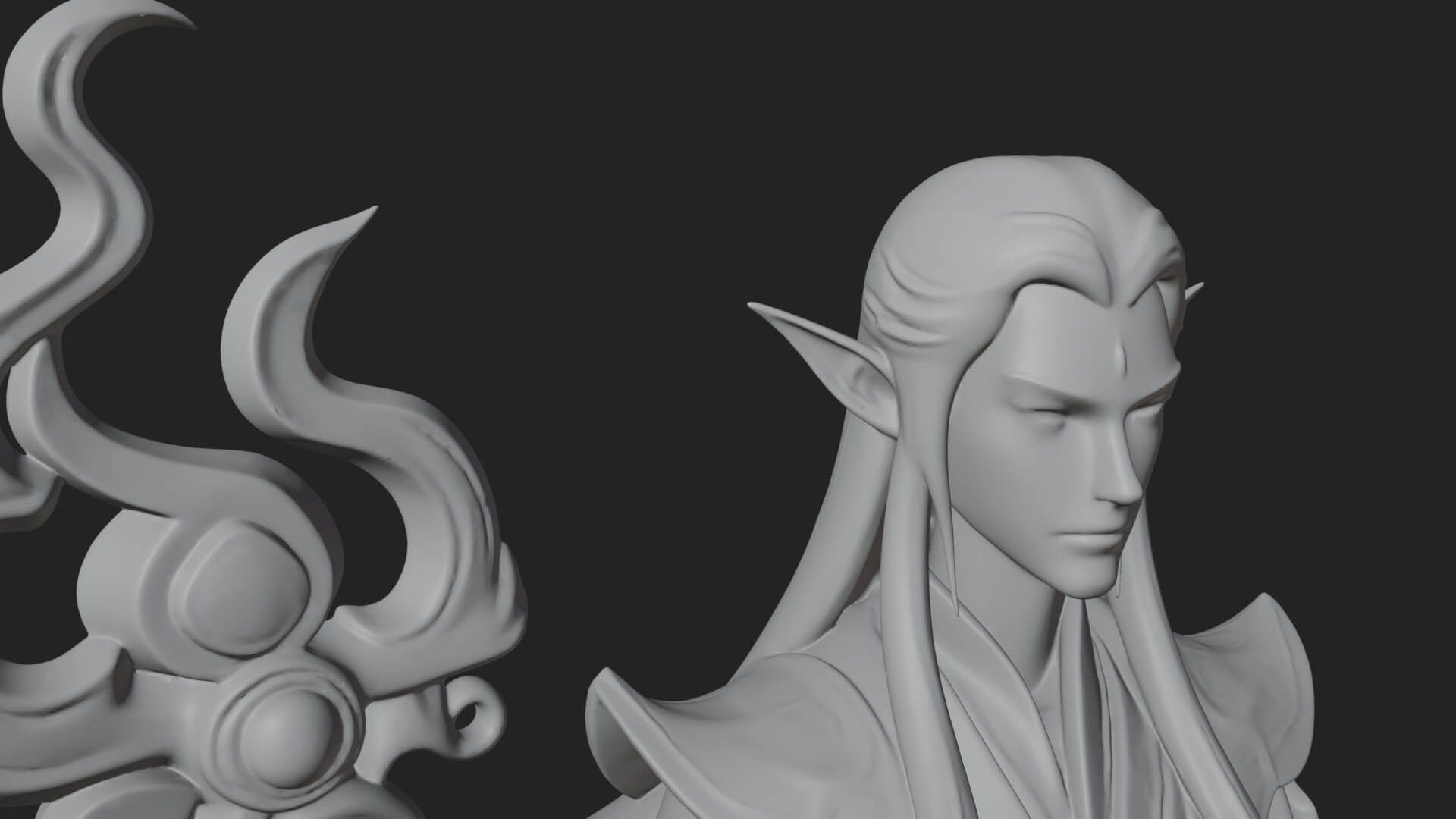 Elven High Mage Statue Design 3 3D Print Model 3D Model
