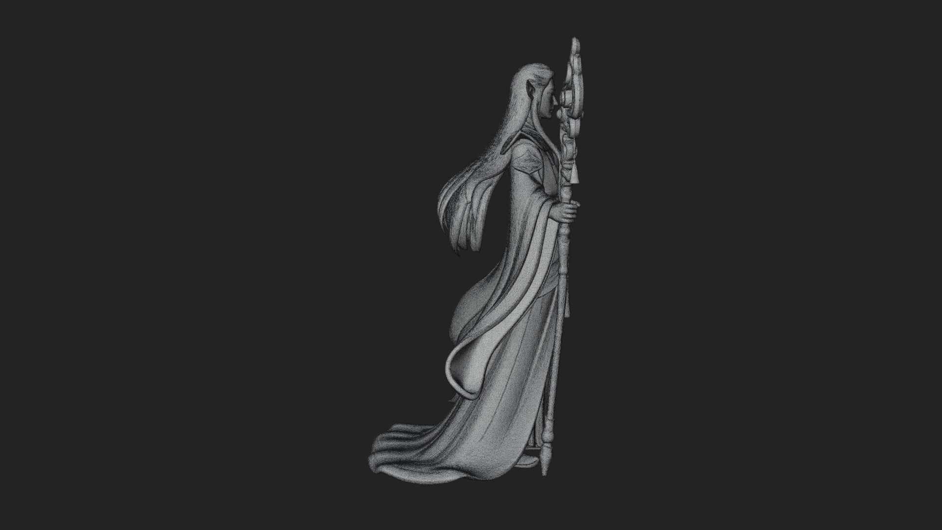 Elven High Mage Statue Design 3 3D Print Model 3D Model
