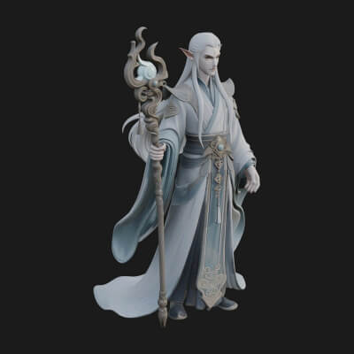 Elven High Mage Statue Design 3 3D Print Model