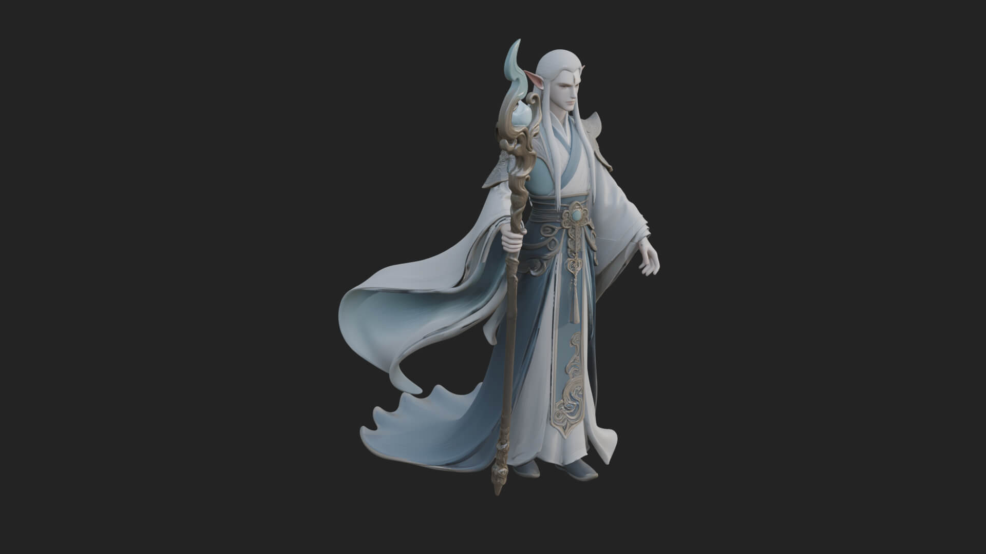 Elven High Mage Statue Design 4 3D Print Model 3D Model