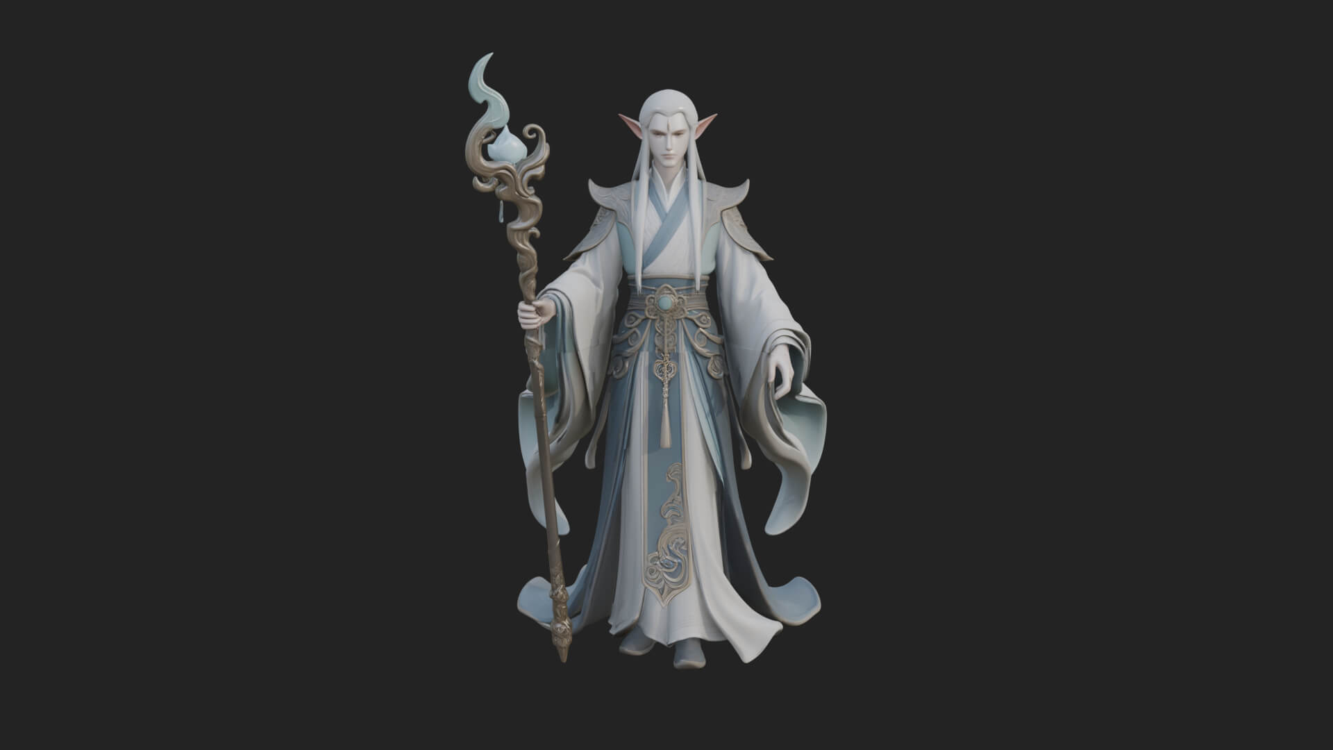 Elven High Mage Statue Design 4 3D Print Model 3D Model
