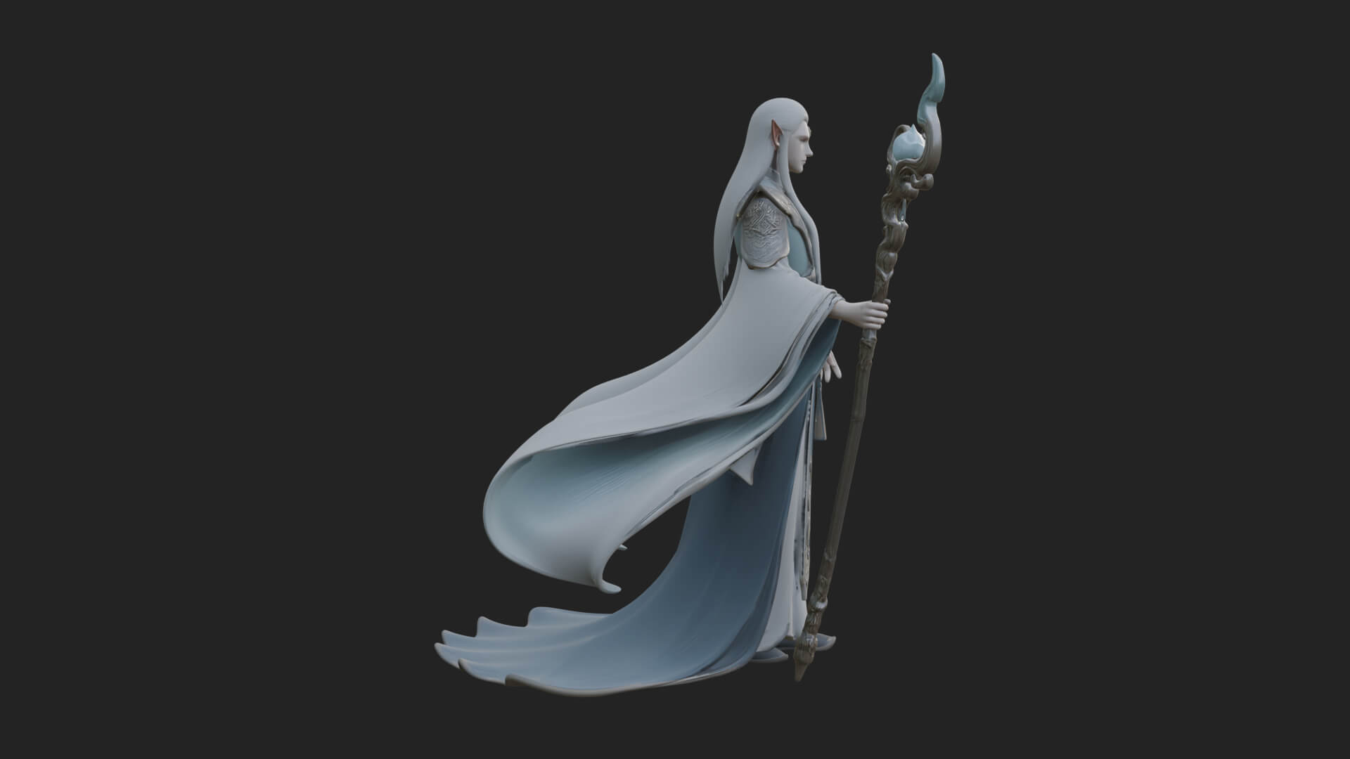 Elven High Mage Statue Design 4 3D Print Model 3D Model