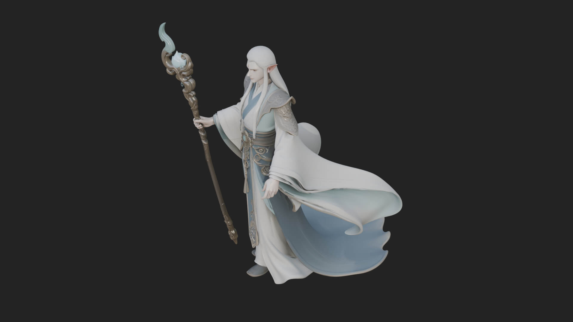 Elven High Mage Statue Design 4 3D Print Model 3D Model