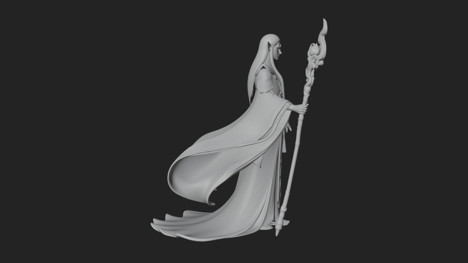 Elven High Mage Statue Design 4 3D Print Model 3D Model