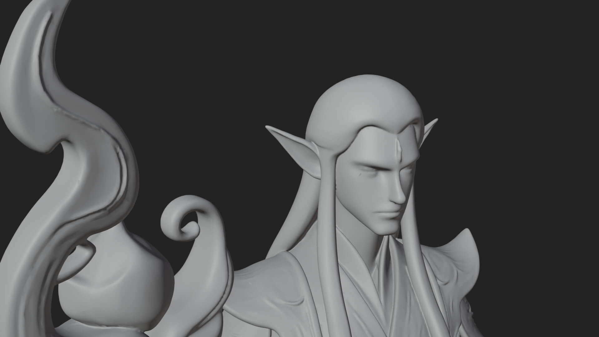 Elven High Mage Statue Design 4 3D Print Model 3D Model