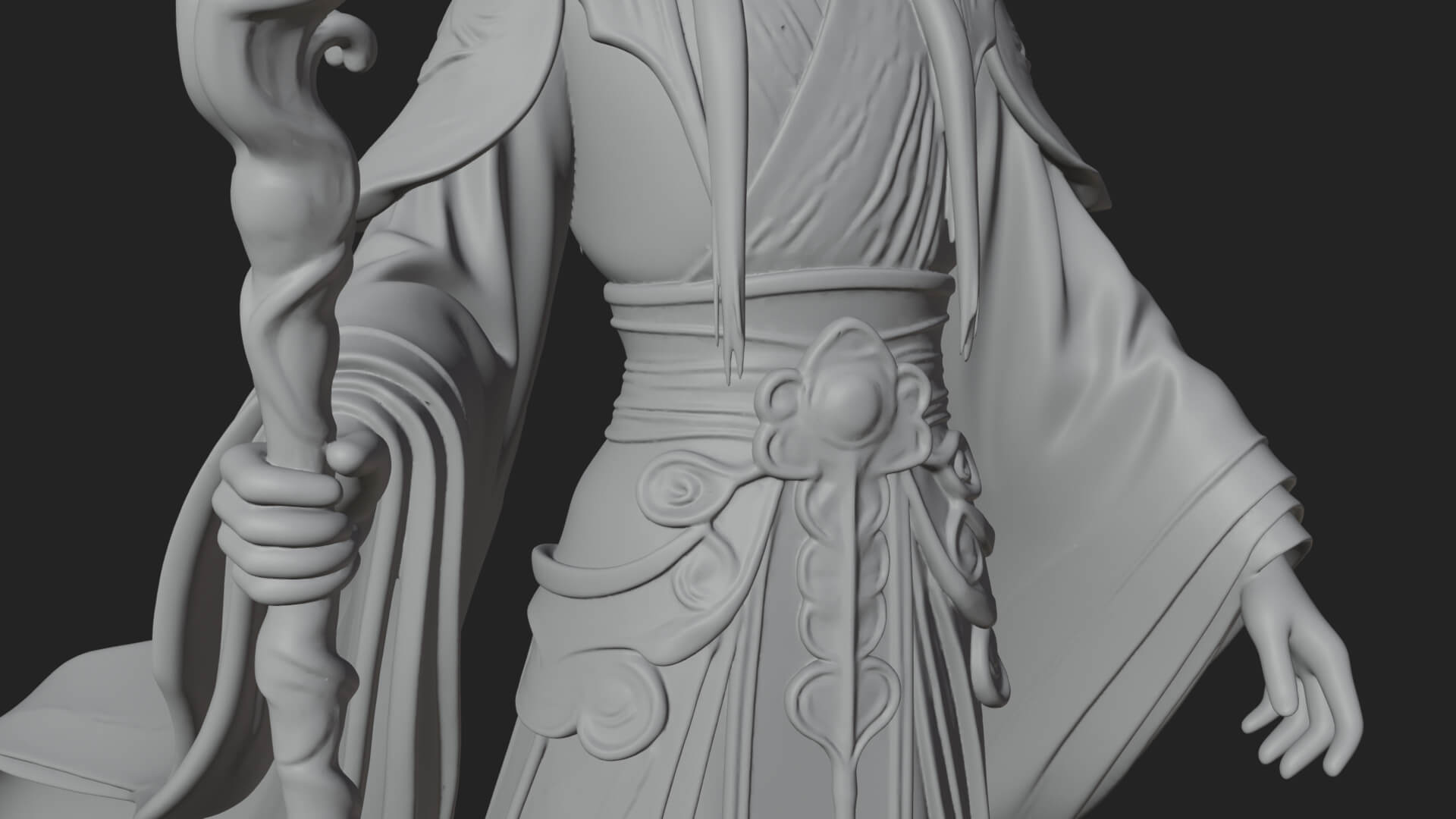 Elven High Mage Statue Design 4 3D Print Model 3D Model