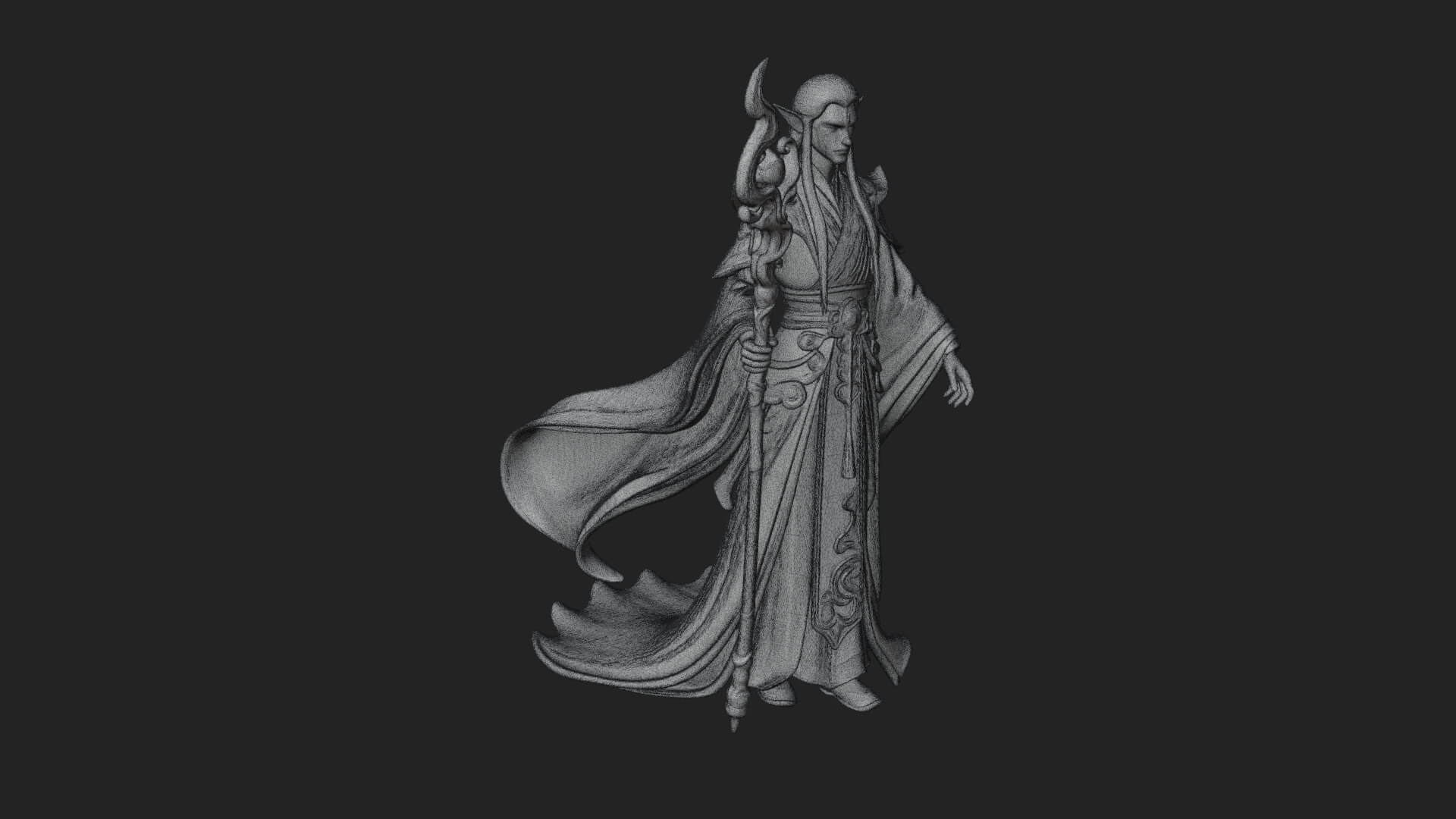 Elven High Mage Statue Design 4 3D Print Model 3D Model