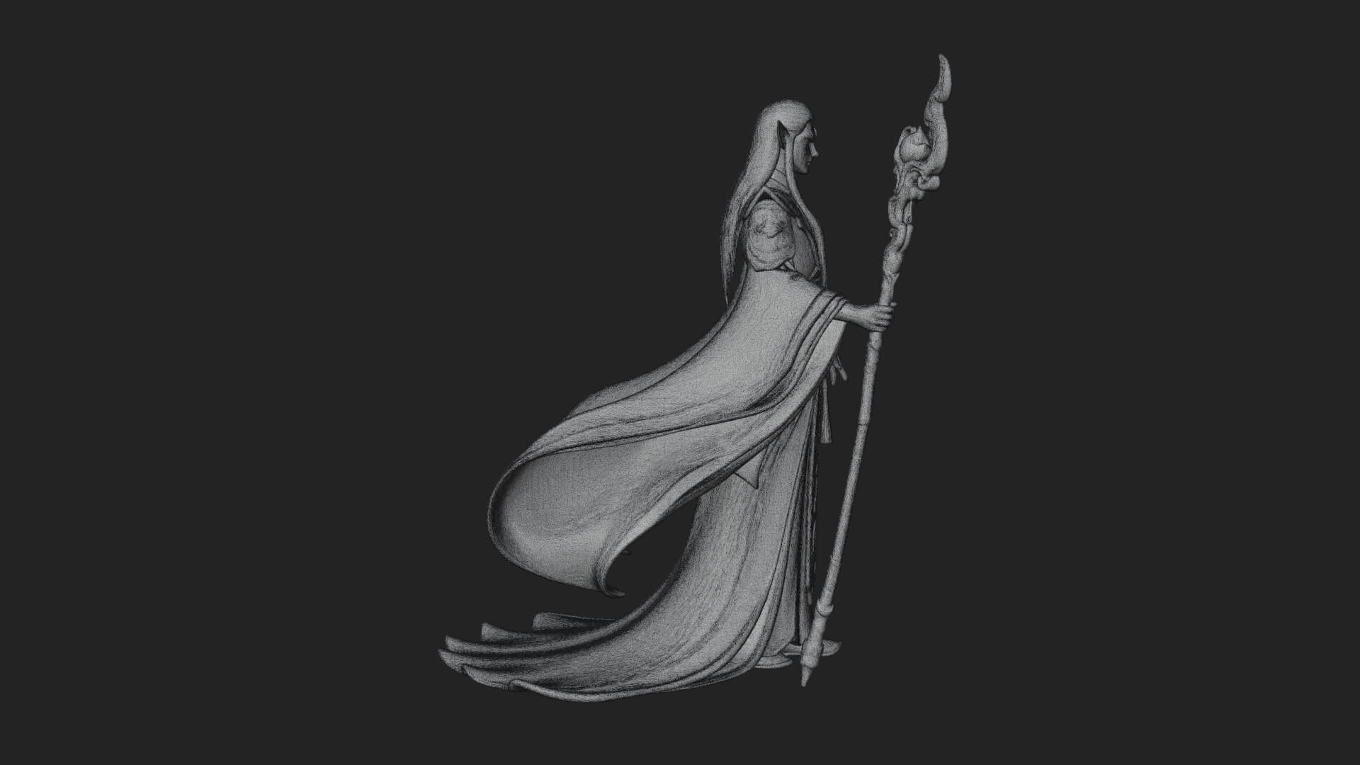 Elven High Mage Statue Design 4 3D Print Model 3D Model
