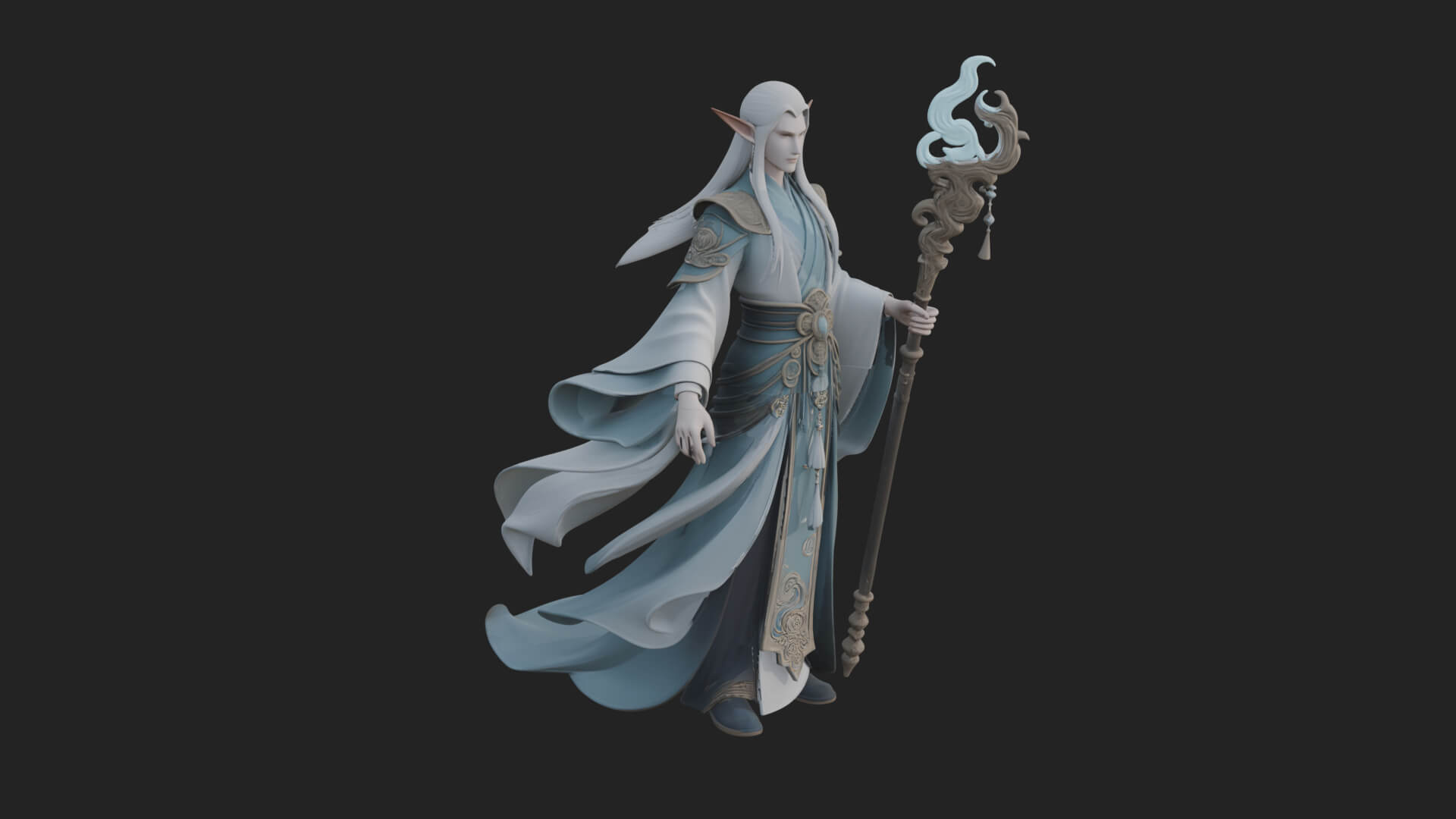 Elven High Mage Statue Design 5 3D Print Model 3D Model