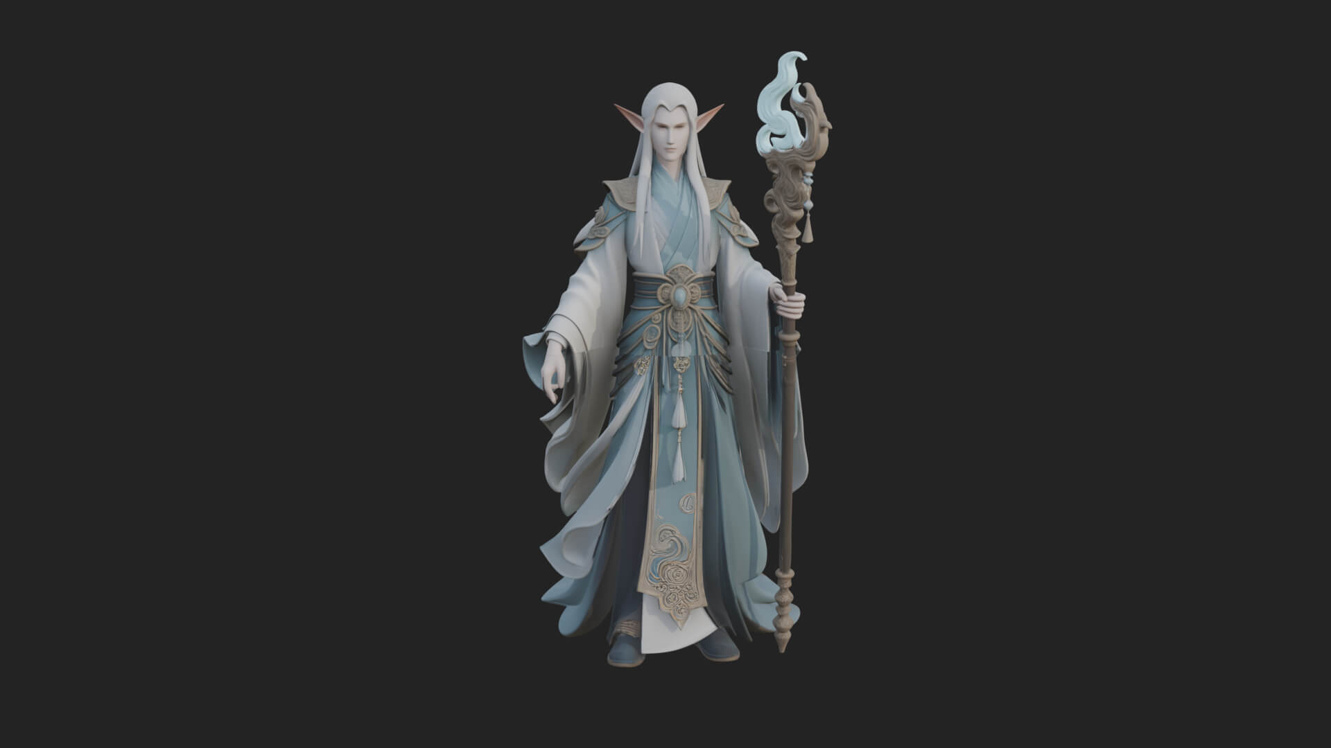 Elven High Mage Statue Design 5 3D Print Model 3D Model