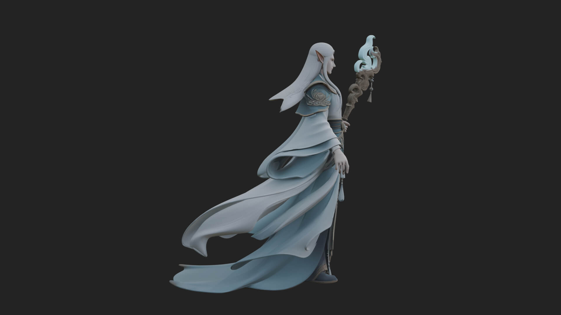 Elven High Mage Statue Design 5 3D Print Model 3D Model
