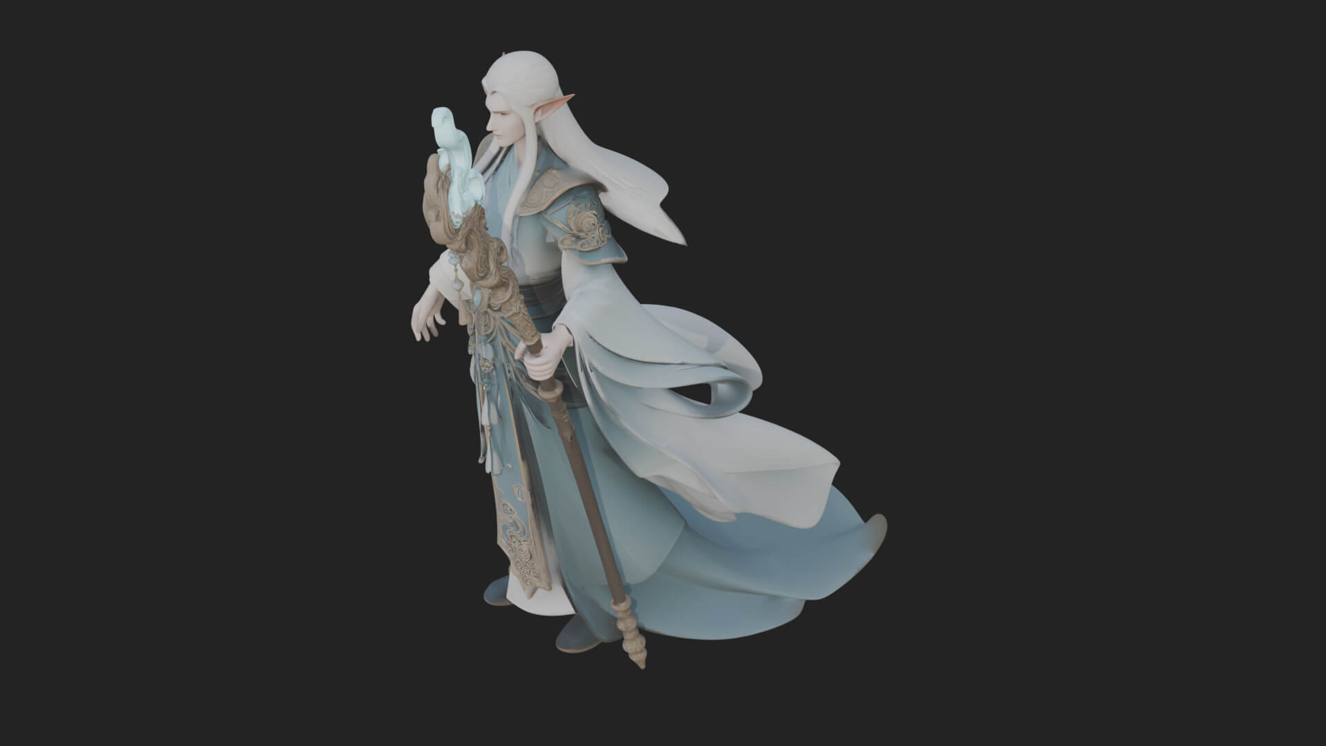 Elven High Mage Statue Design 5 3D Print Model 3D Model