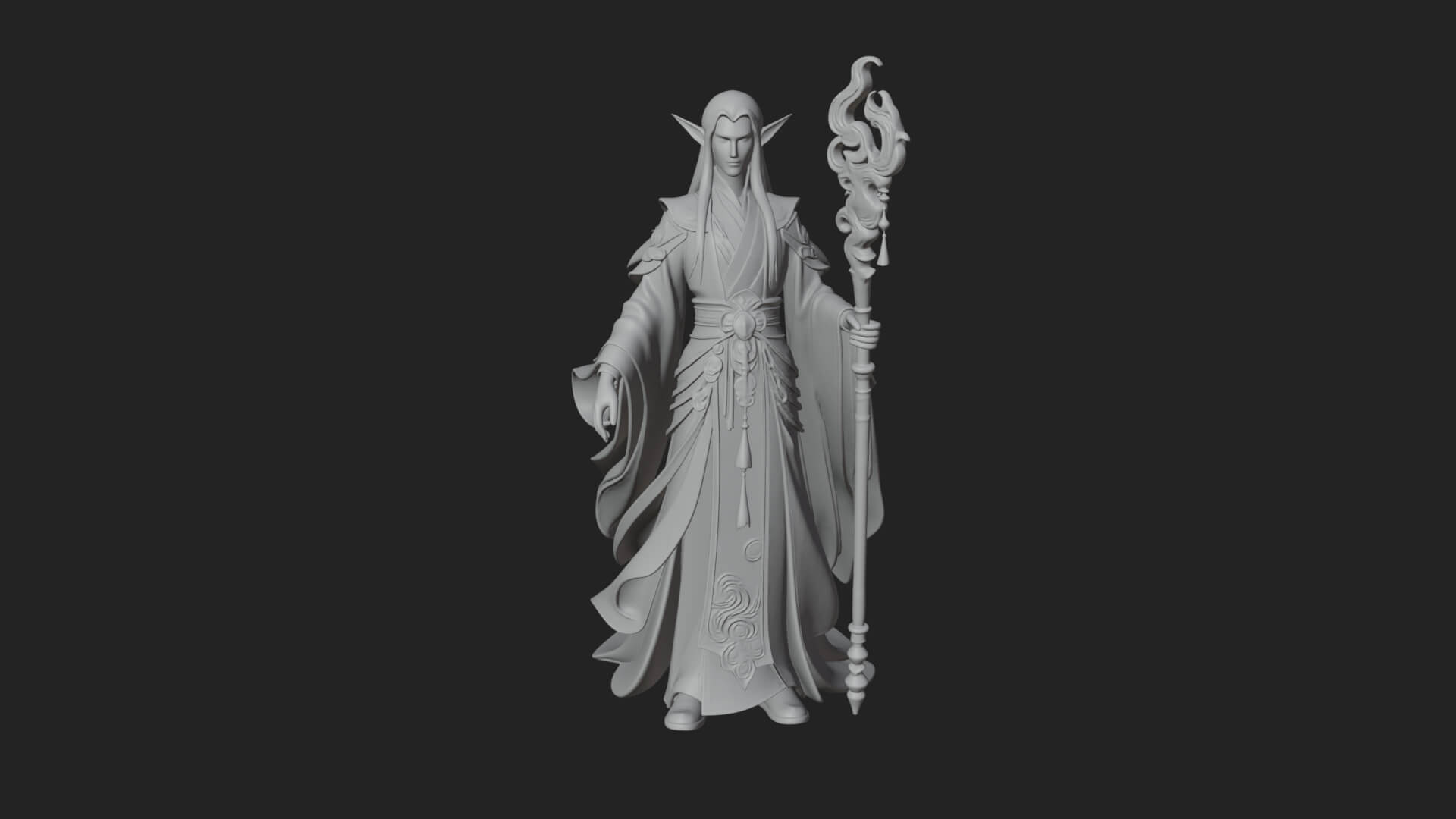 Elven High Mage Statue Design 5 3D Print Model 3D Model