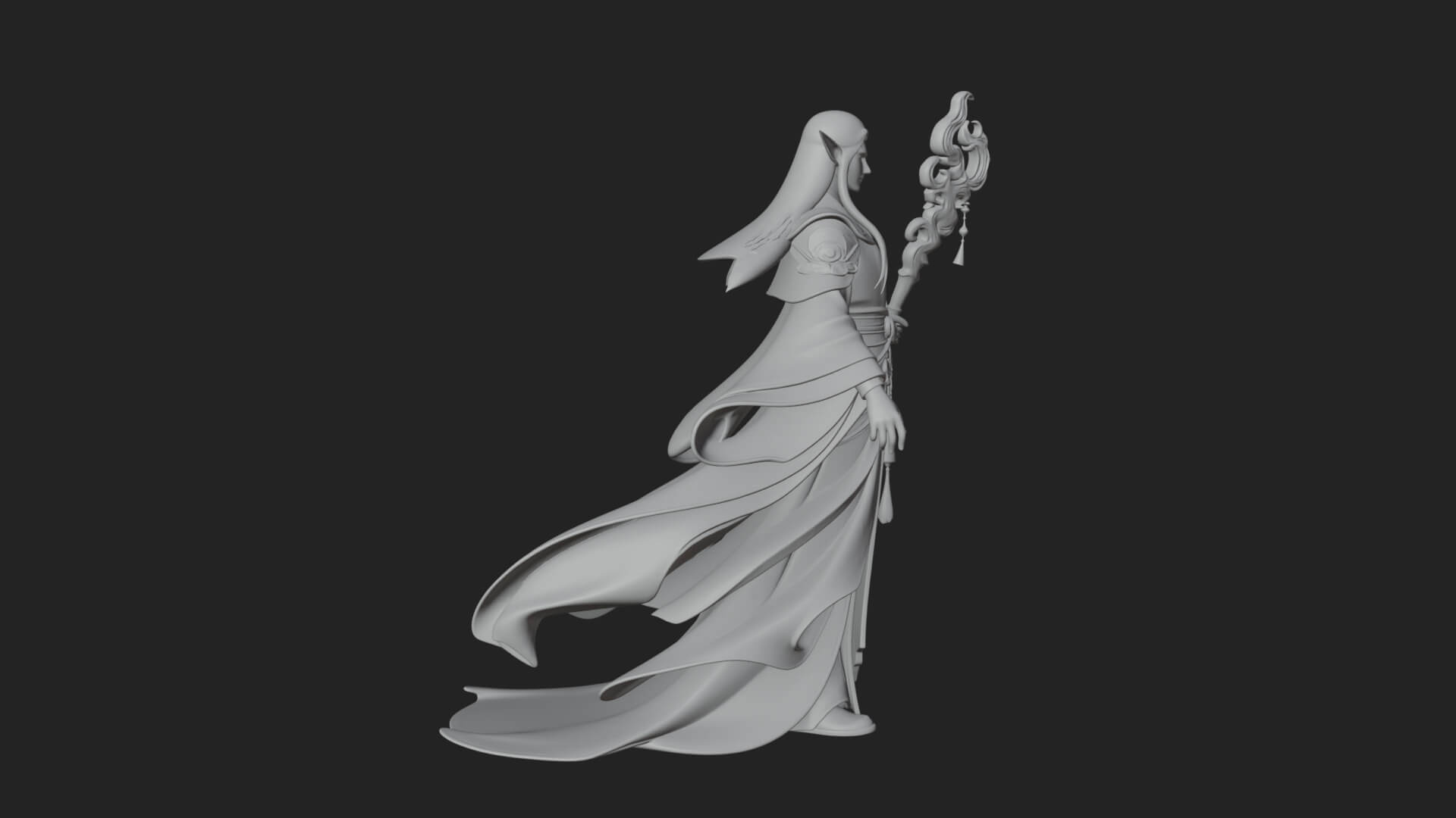 Elven High Mage Statue Design 5 3D Print Model 3D Model
