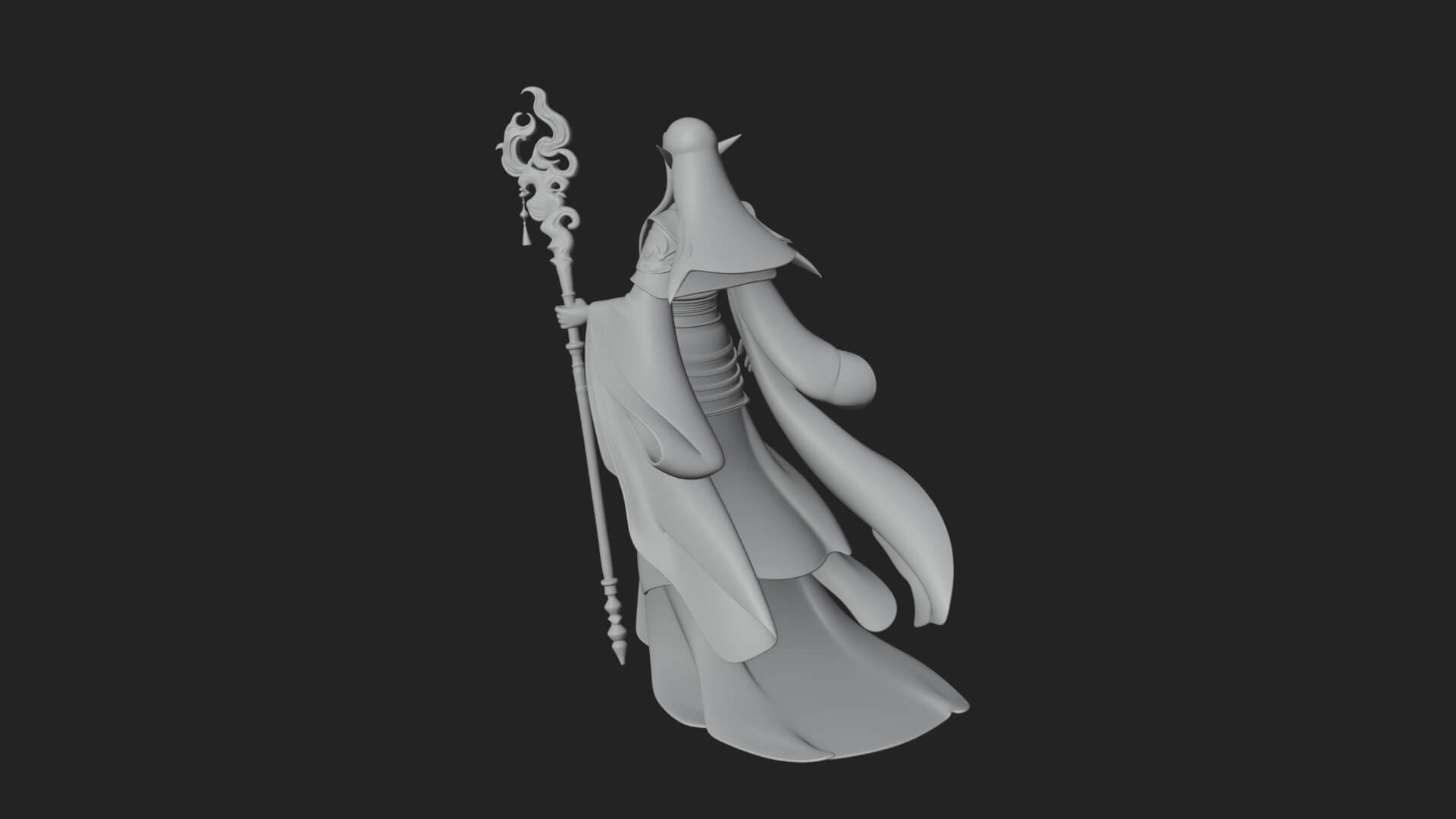 Elven High Mage Statue Design 5 3D Print Model 3D Model