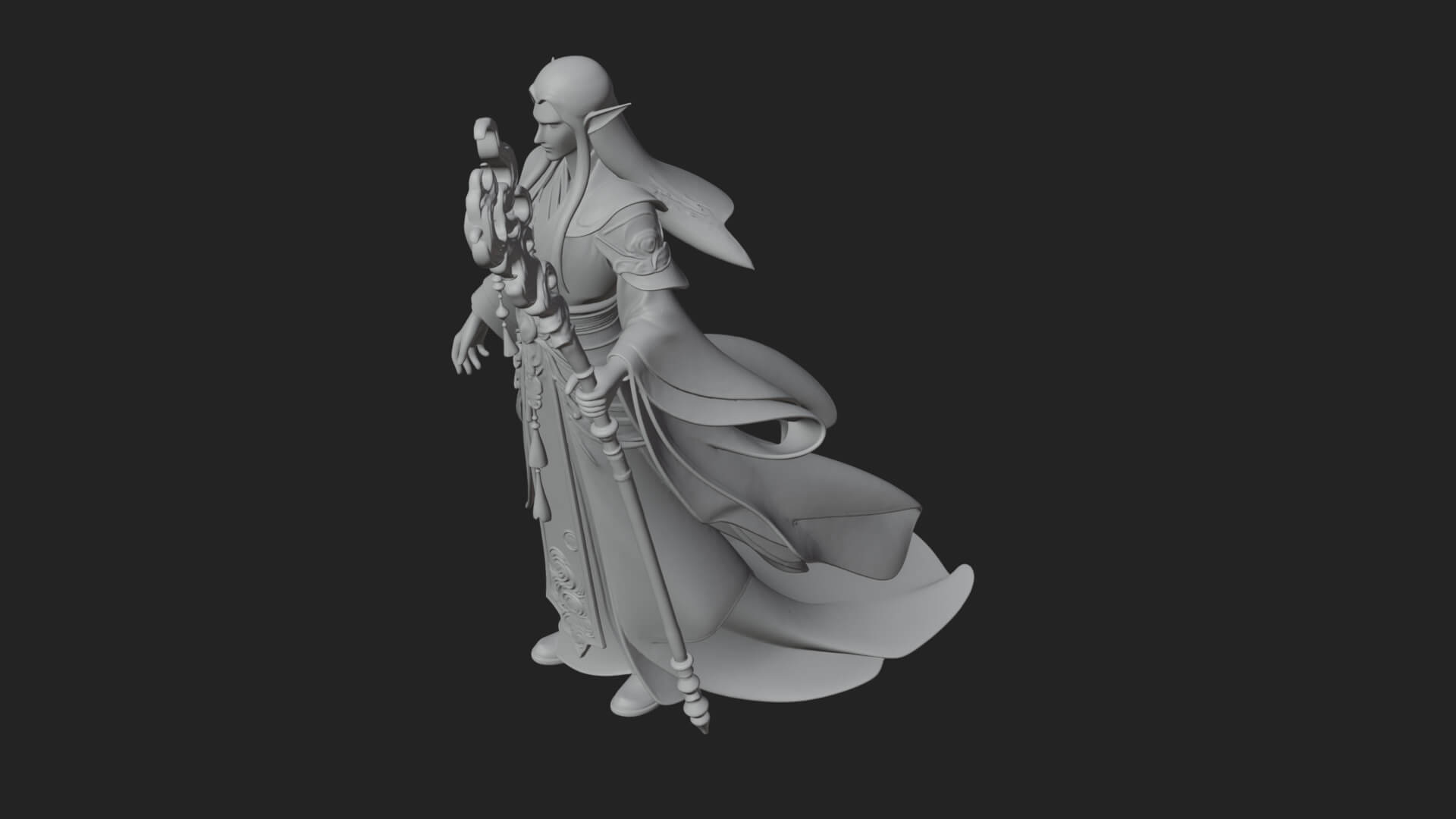 Elven High Mage Statue Design 5 3D Print Model 3D Model