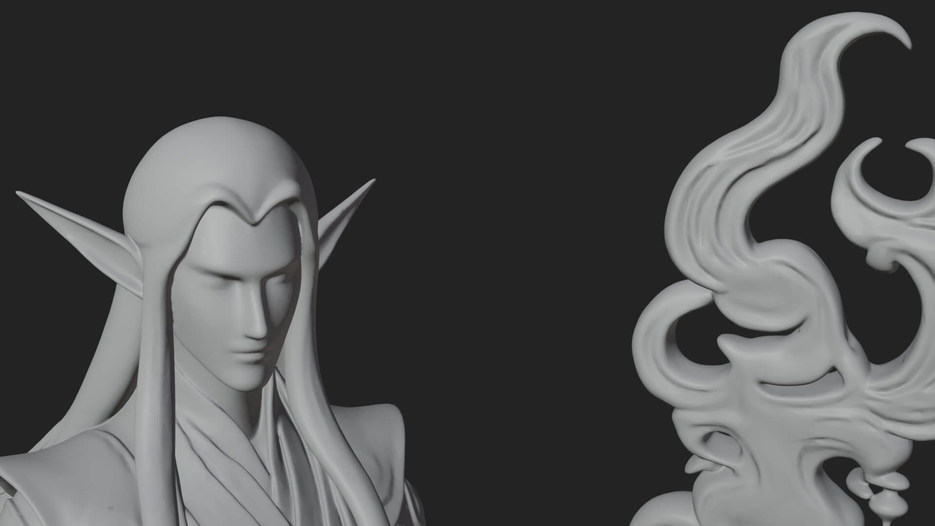 Elven High Mage Statue Design 5 3D Print Model 3D Model