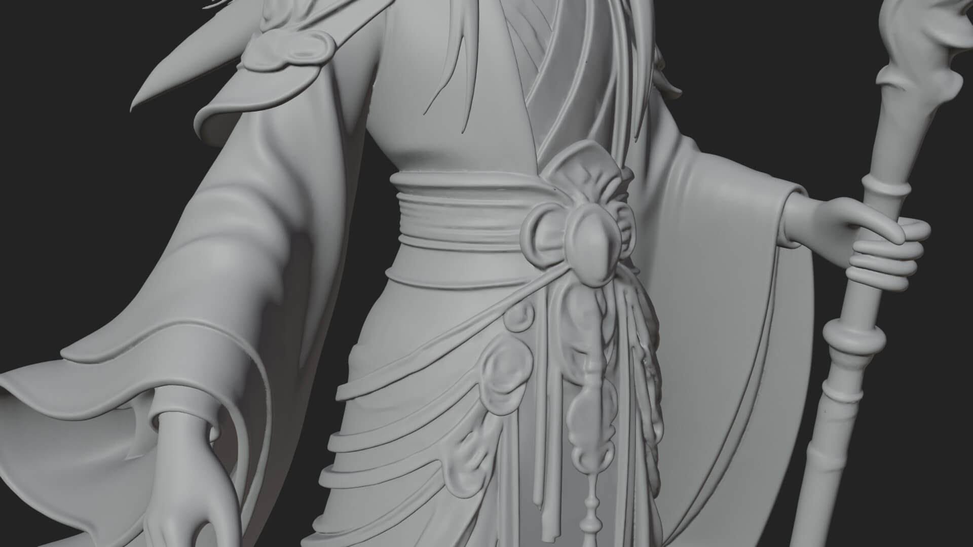Elven High Mage Statue Design 5 3D Print Model 3D Model