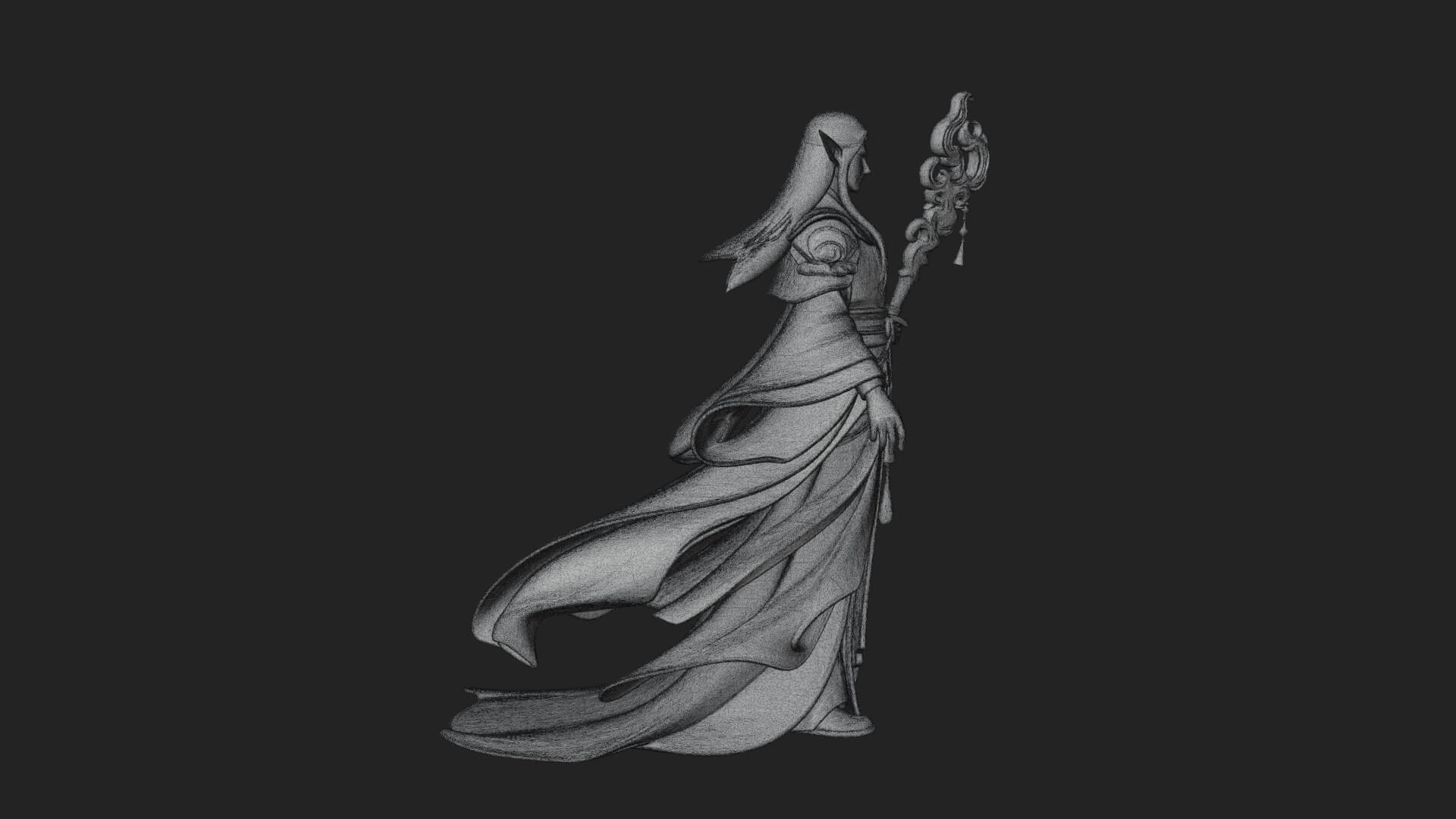 Elven High Mage Statue Design 5 3D Print Model 3D Model