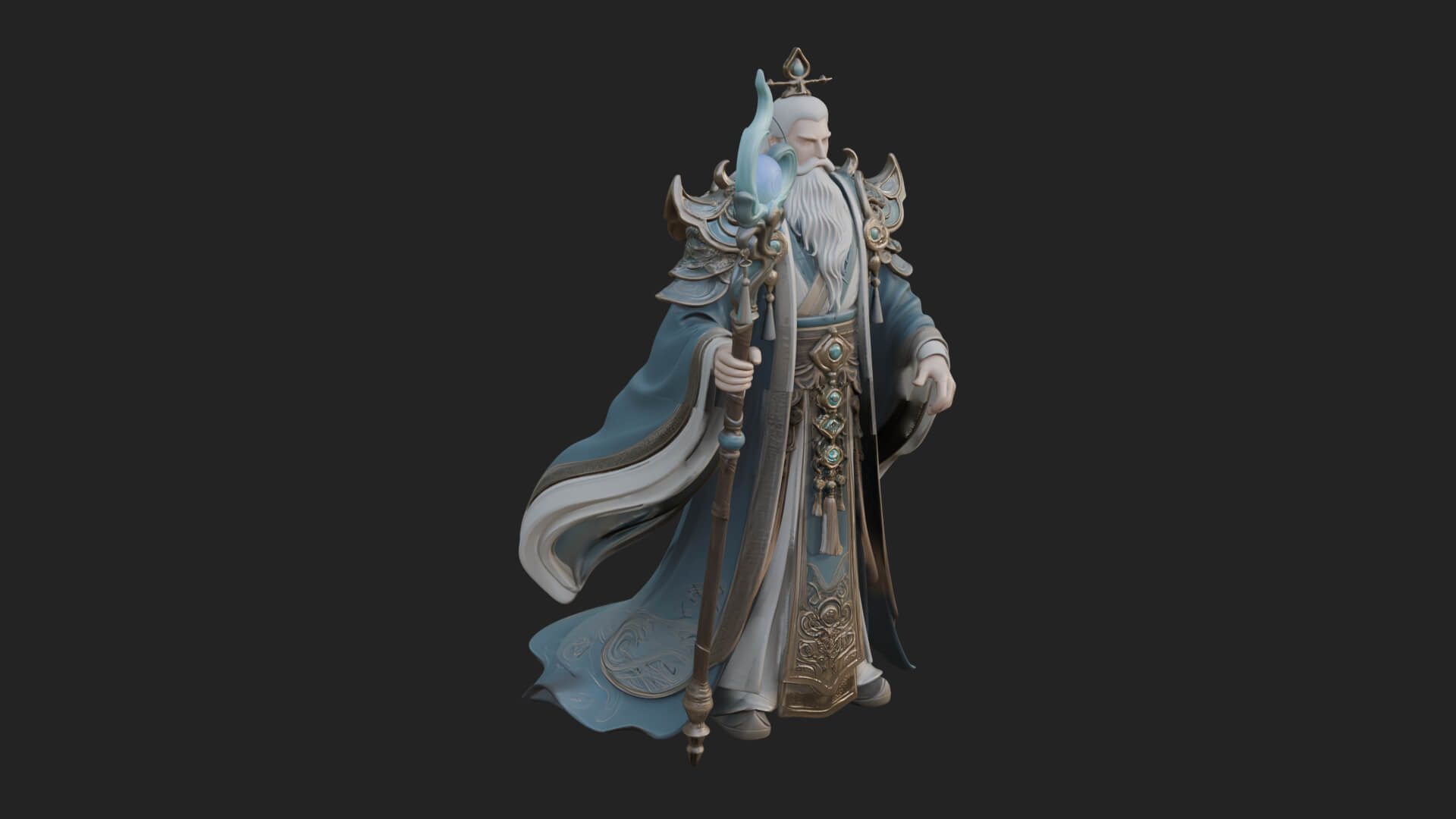 Elven High Mage Statue Design 6 3D Print Model 3D Model