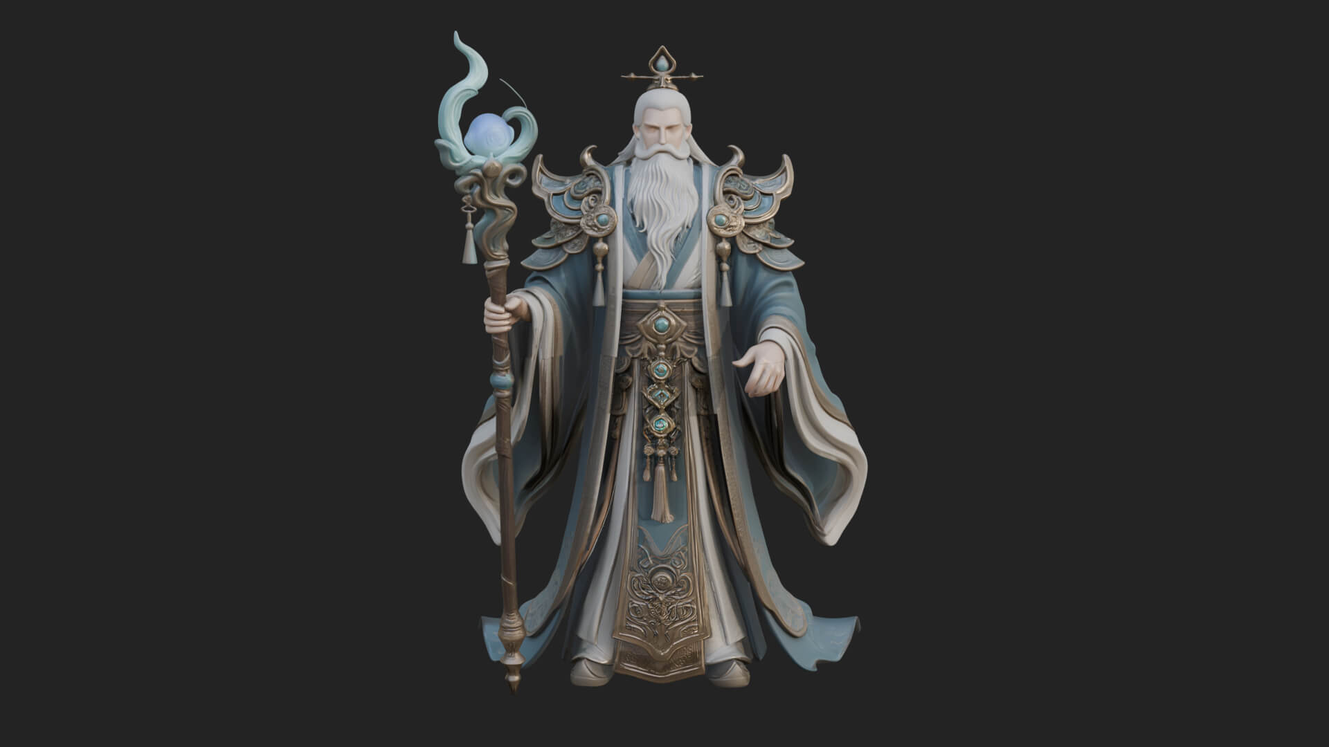 Elven High Mage Statue Design 6 3D Print Model 3D Model