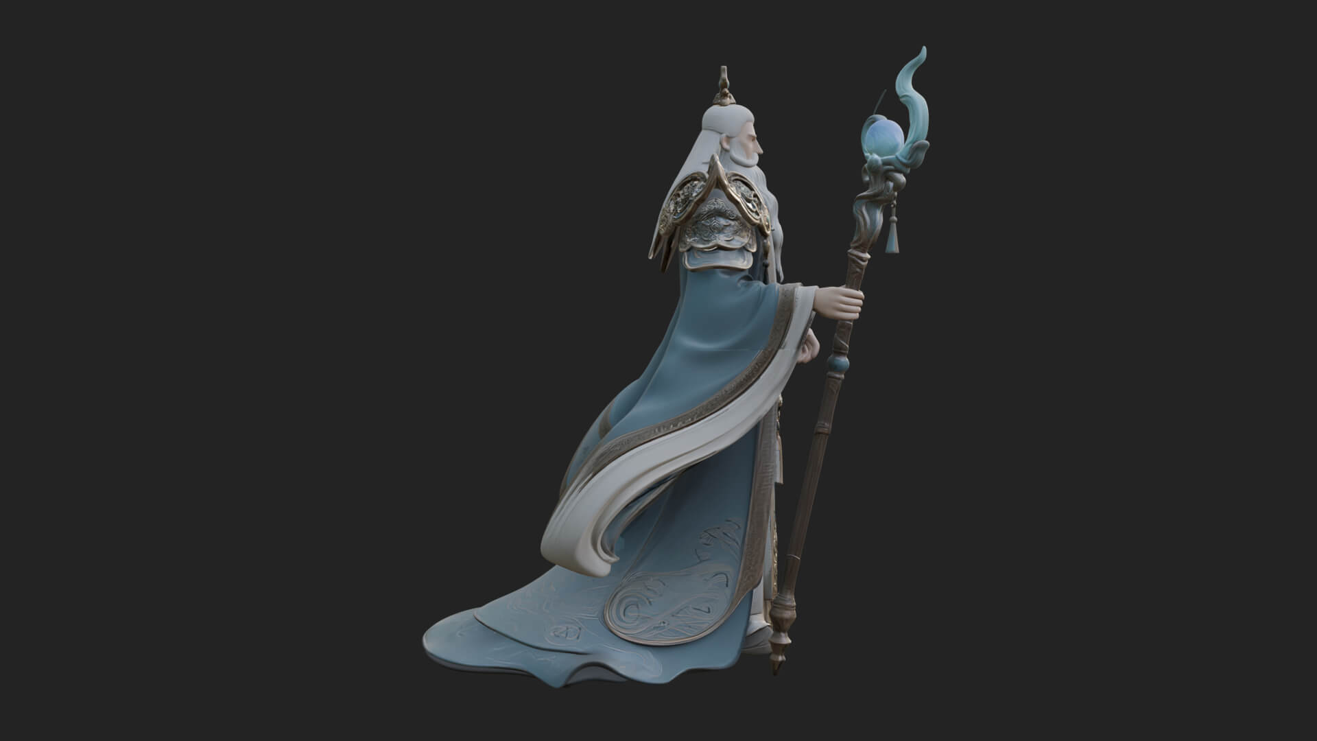 Elven High Mage Statue Design 6 3D Print Model 3D Model